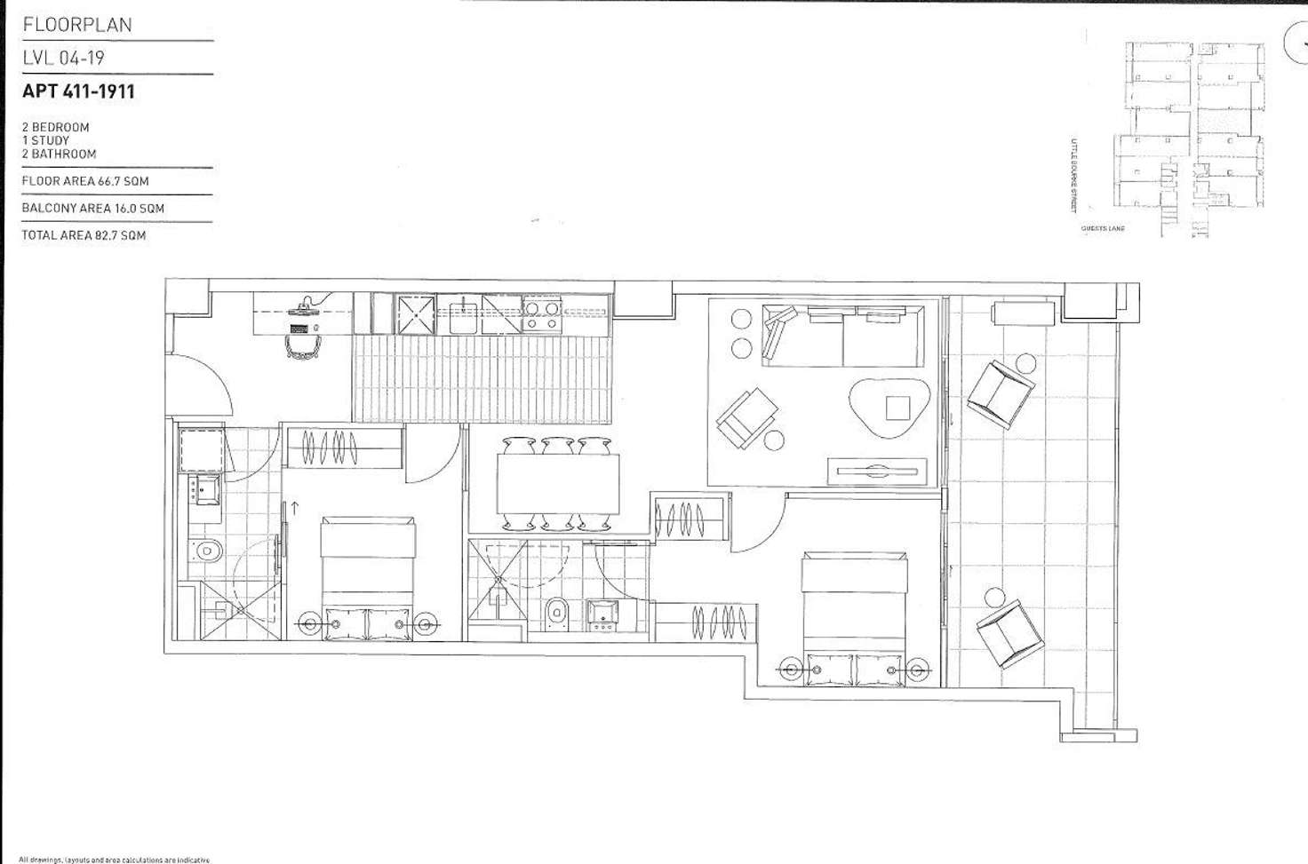 Floorplan of Homely apartment listing, 1411/199 William Street, Melbourne VIC 3000