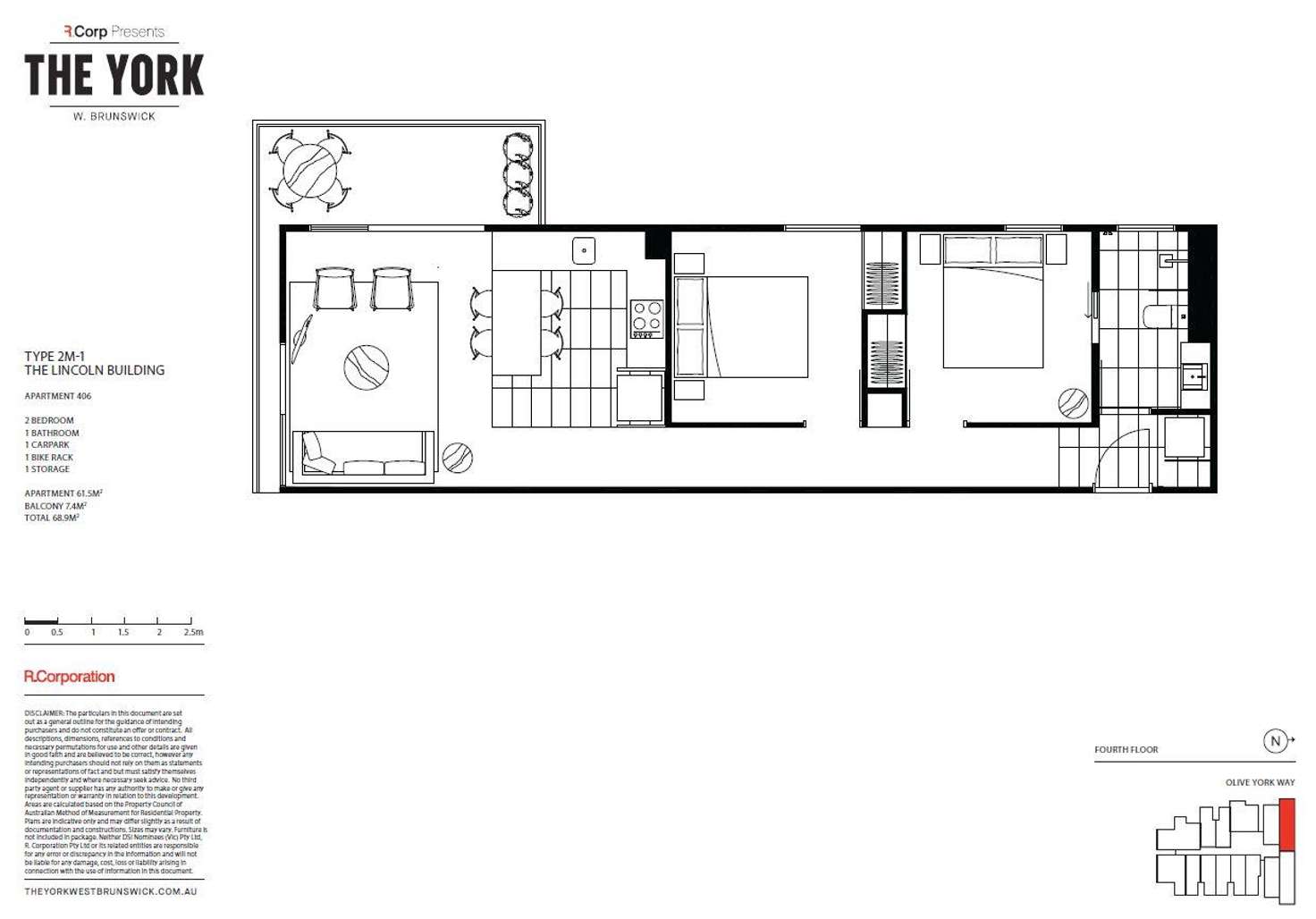 Floorplan of Homely apartment listing, 406/12 Olive York Way, Brunswick West VIC 3055