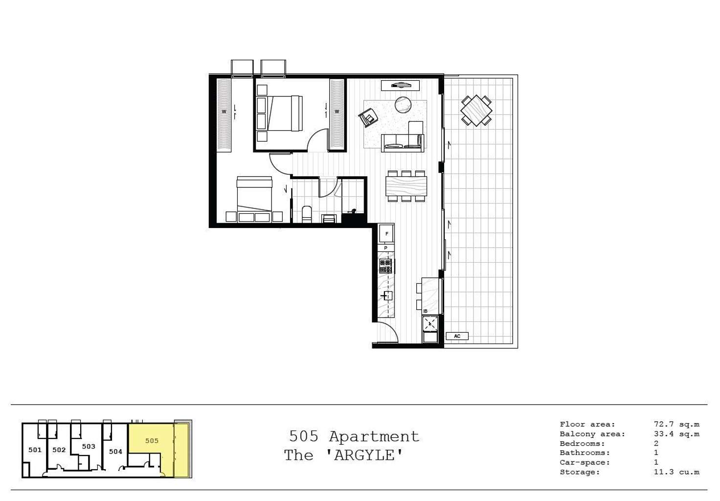 Floorplan of Homely apartment listing, 505/81 Argyle Street, Fitzroy VIC 3065