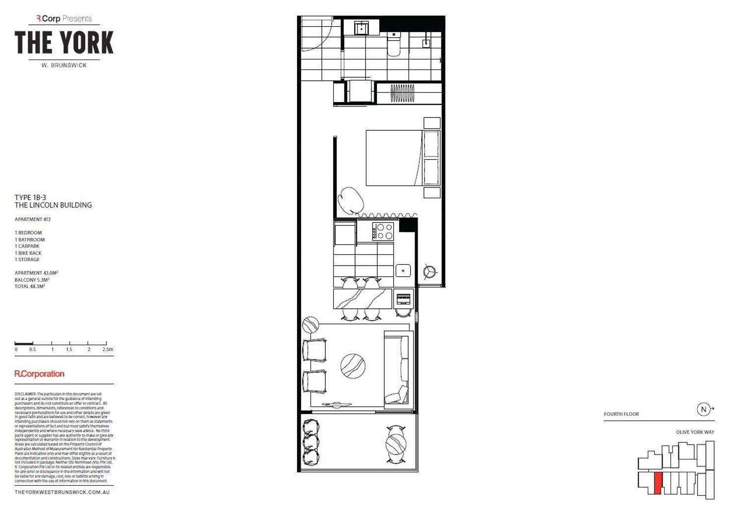 Floorplan of Homely apartment listing, 413/12 Olive York Way, Brunswick West VIC 3055