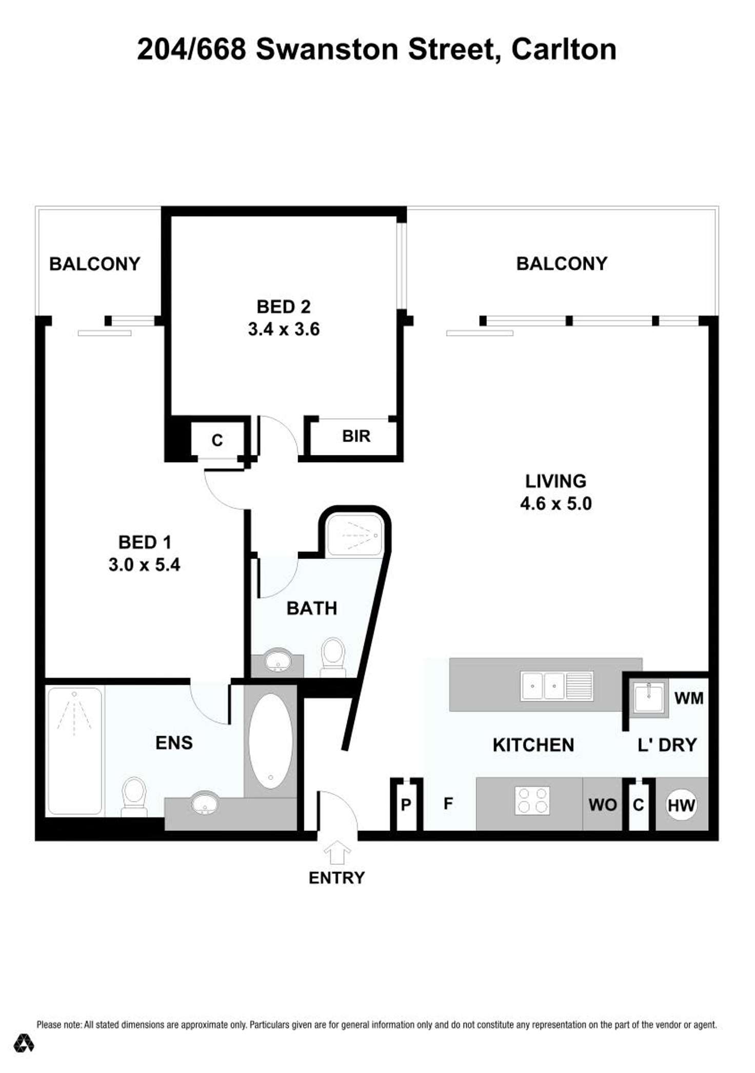 Floorplan of Homely unit listing, 204/668 Swanston Street, Carlton VIC 3053