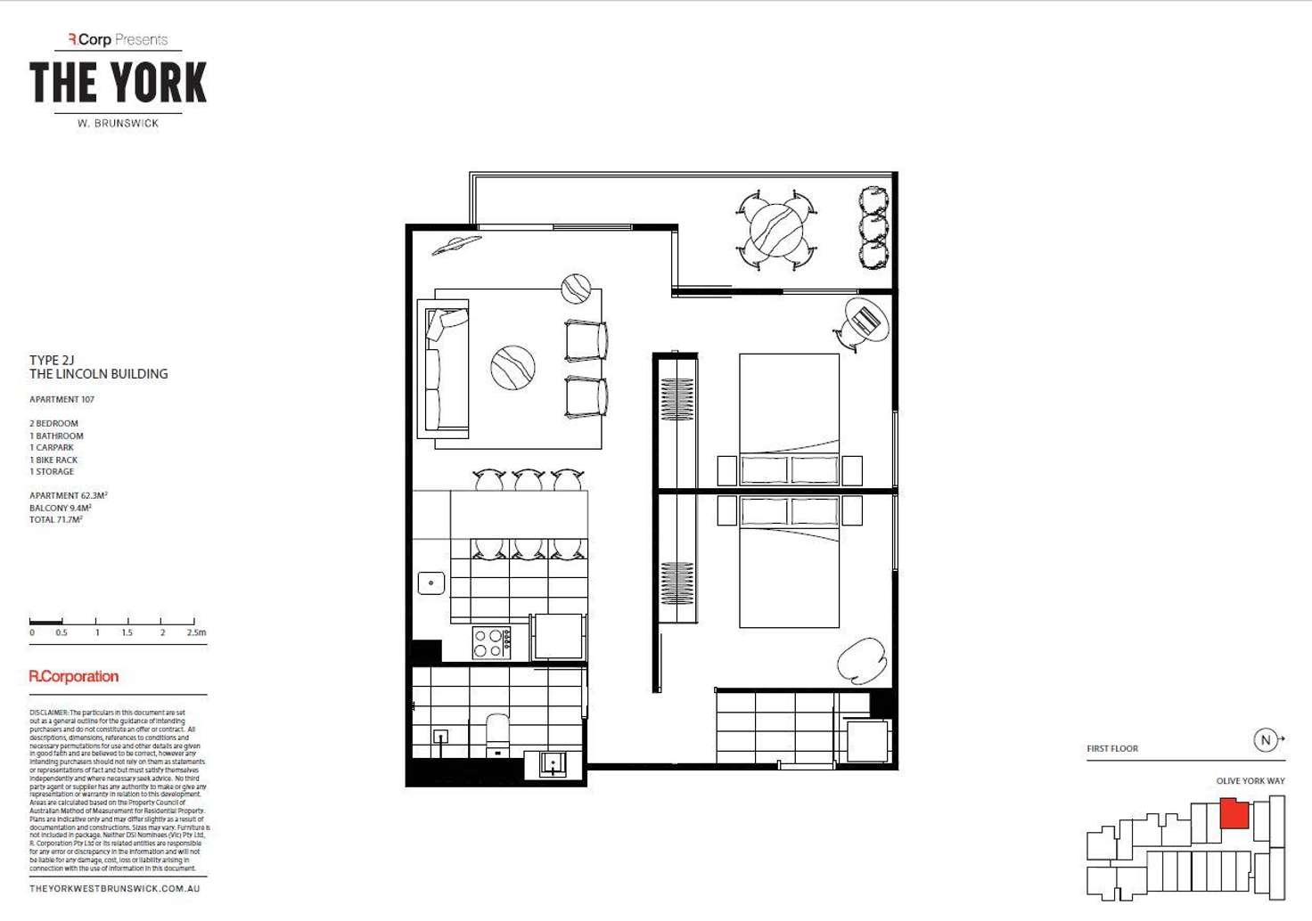 Floorplan of Homely apartment listing, 107/12 Olive York Way, Brunswick West VIC 3055