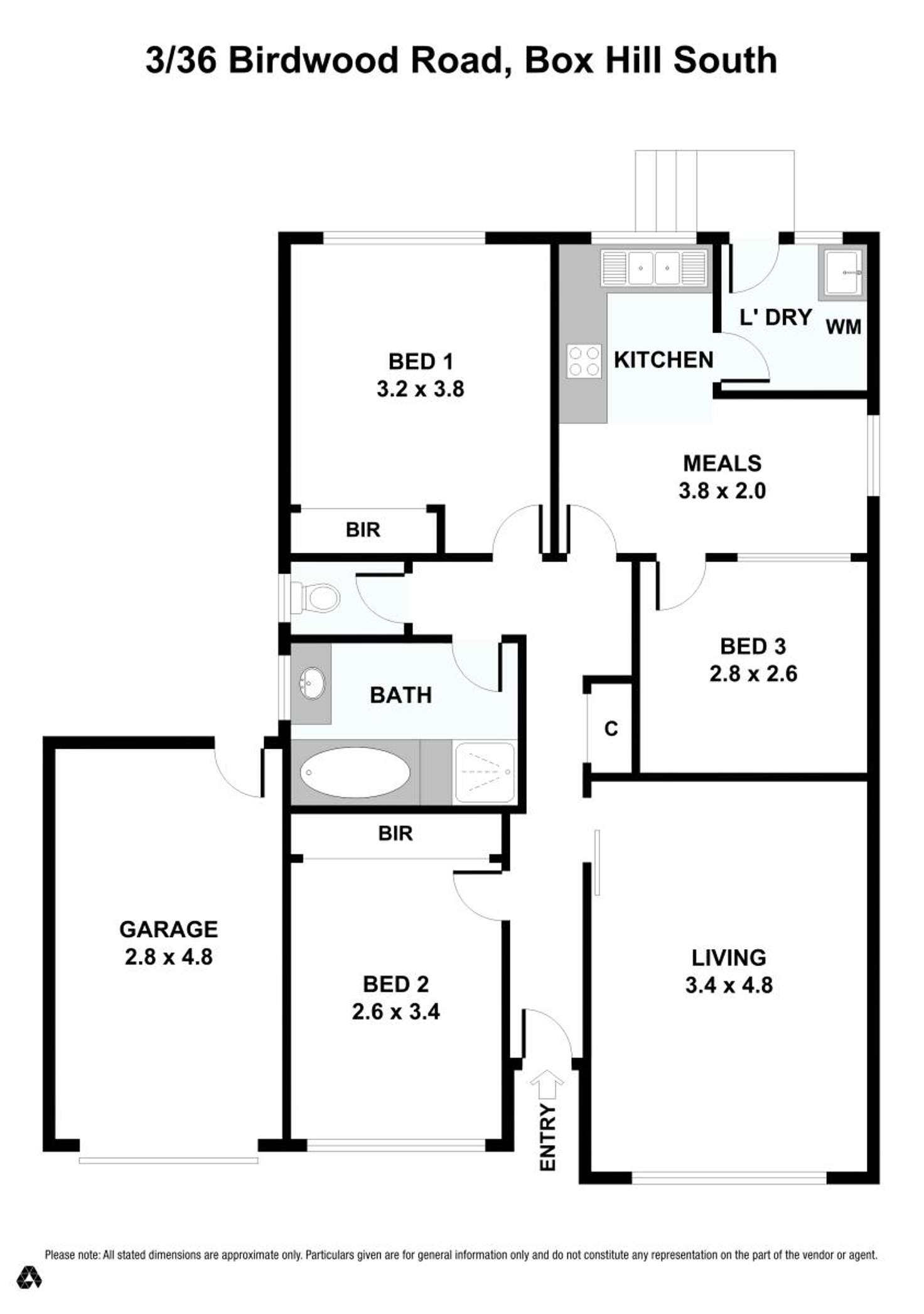 Floorplan of Homely unit listing, 3/36 Birdwood Street, Box Hill South VIC 3128