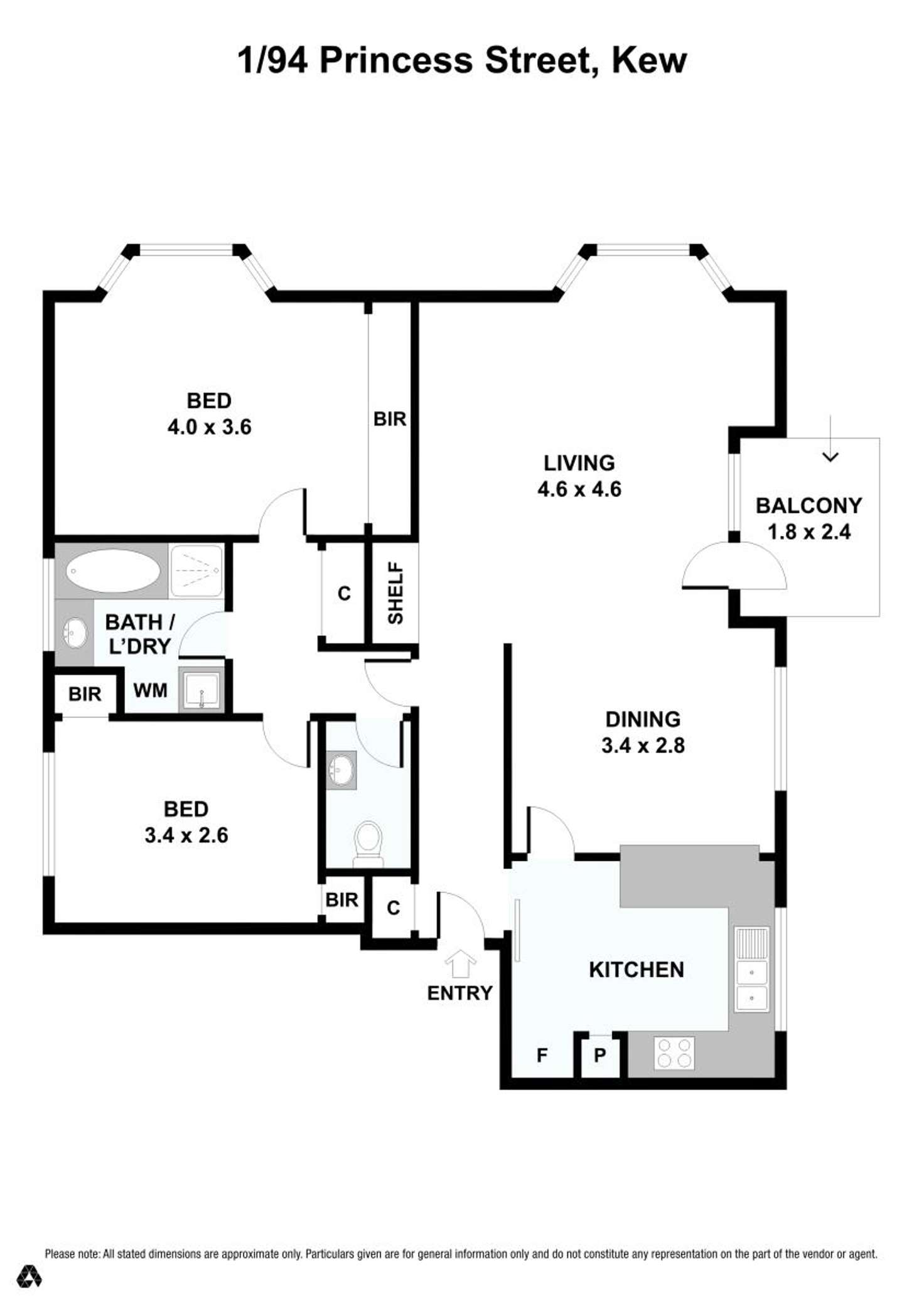 Floorplan of Homely unit listing, 1/94 Princess Street, Kew VIC 3101