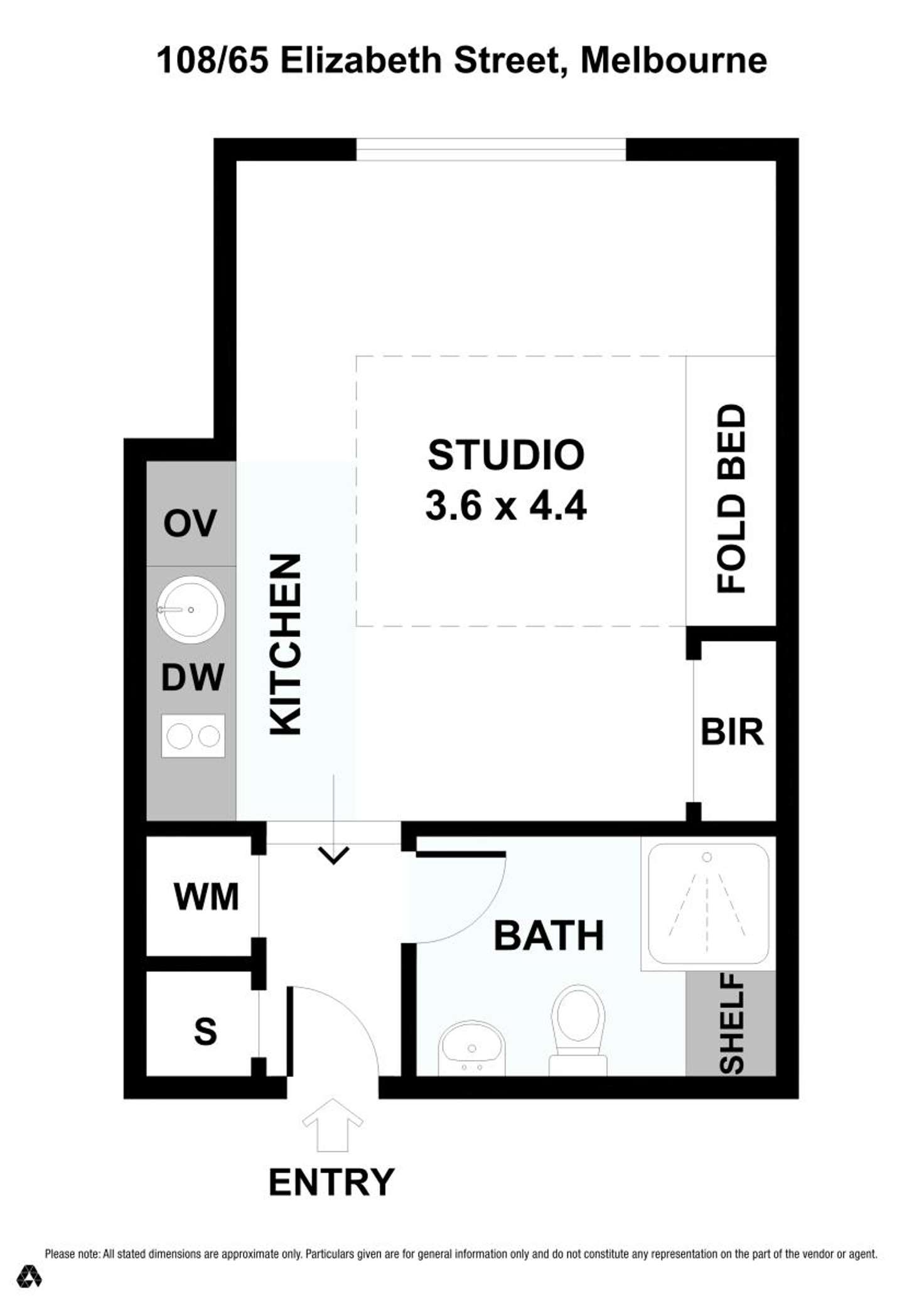 Floorplan of Homely studio listing, 108/65 Elizabeth Street, Melbourne VIC 3000