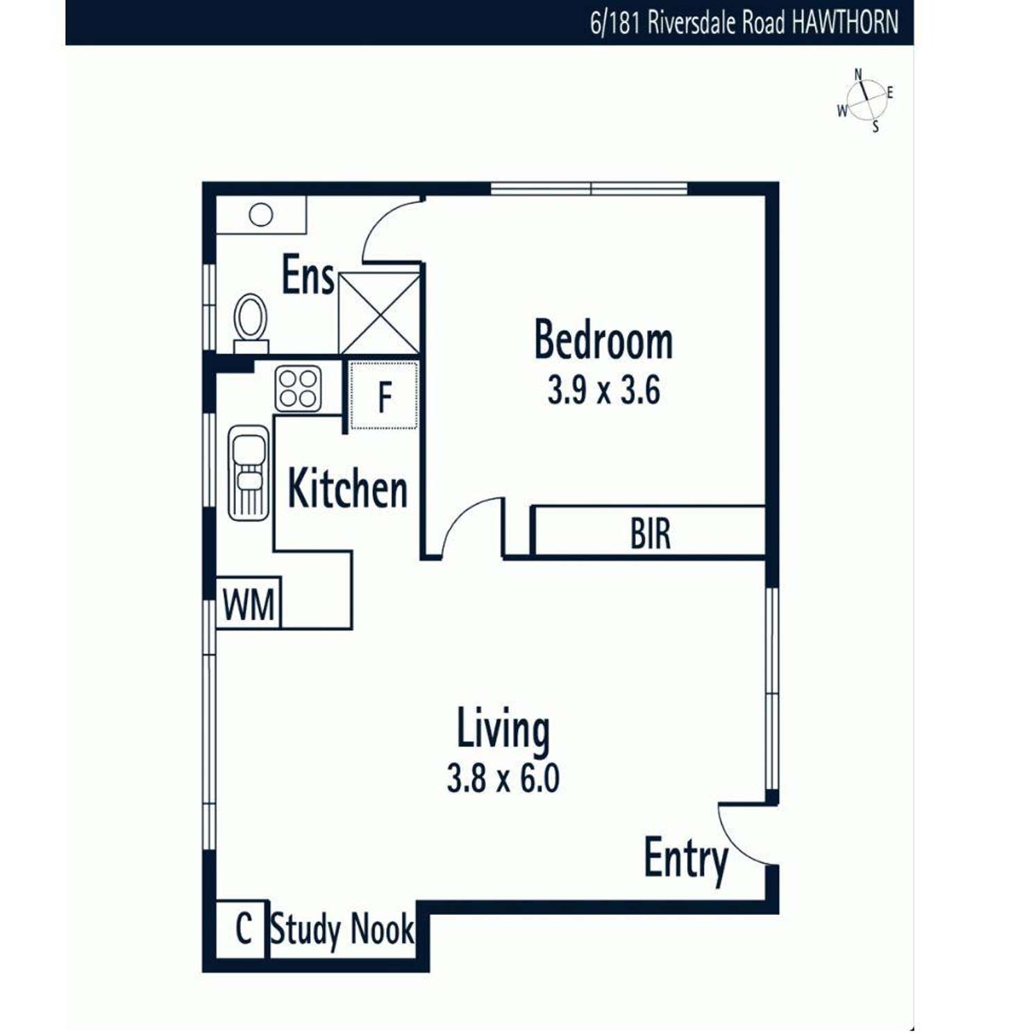 Floorplan of Homely apartment listing, 6/181 Riversdale Road, Hawthorn VIC 3122