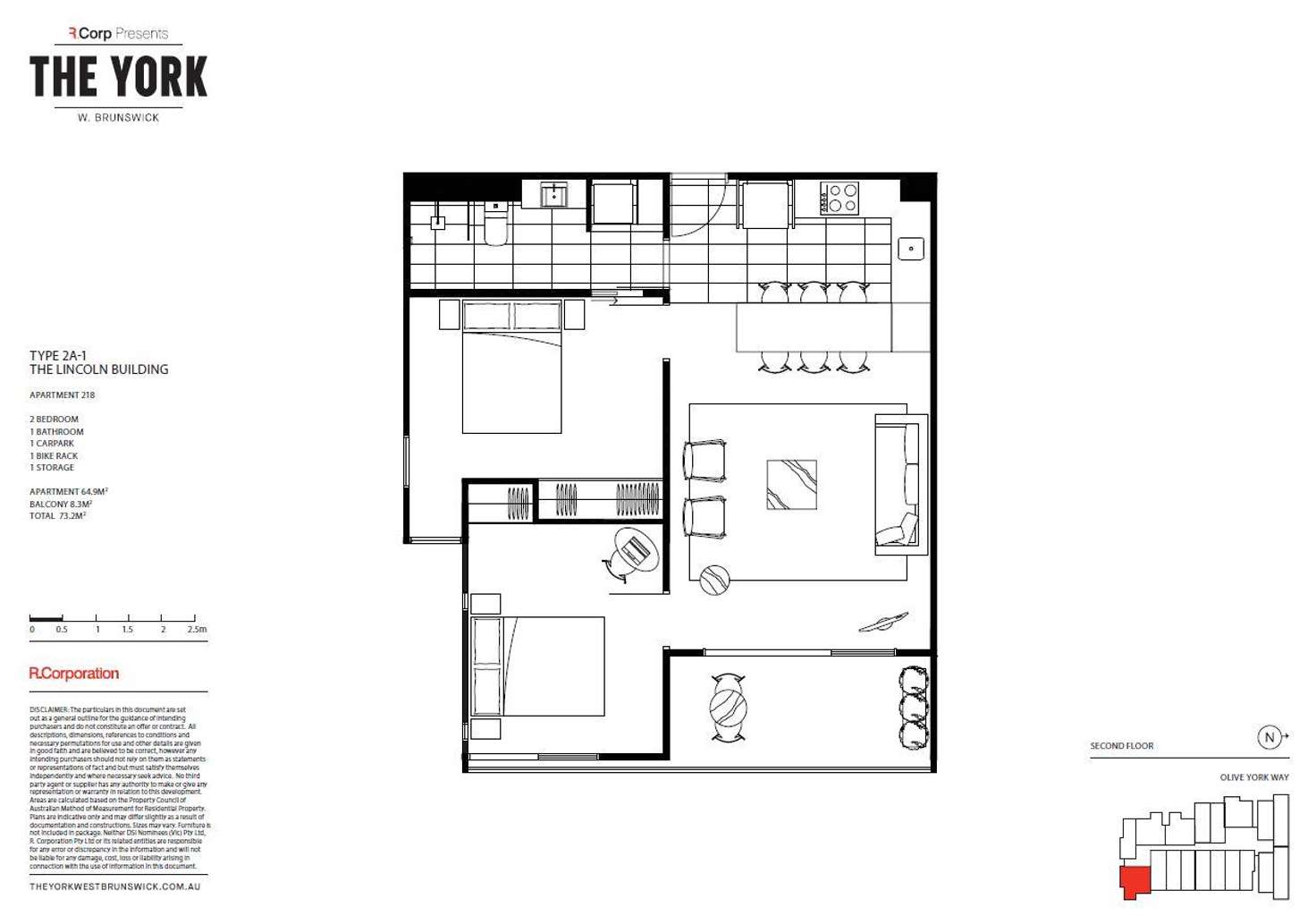 Floorplan of Homely apartment listing, 218/12 Olive York Way, Brunswick West VIC 3055