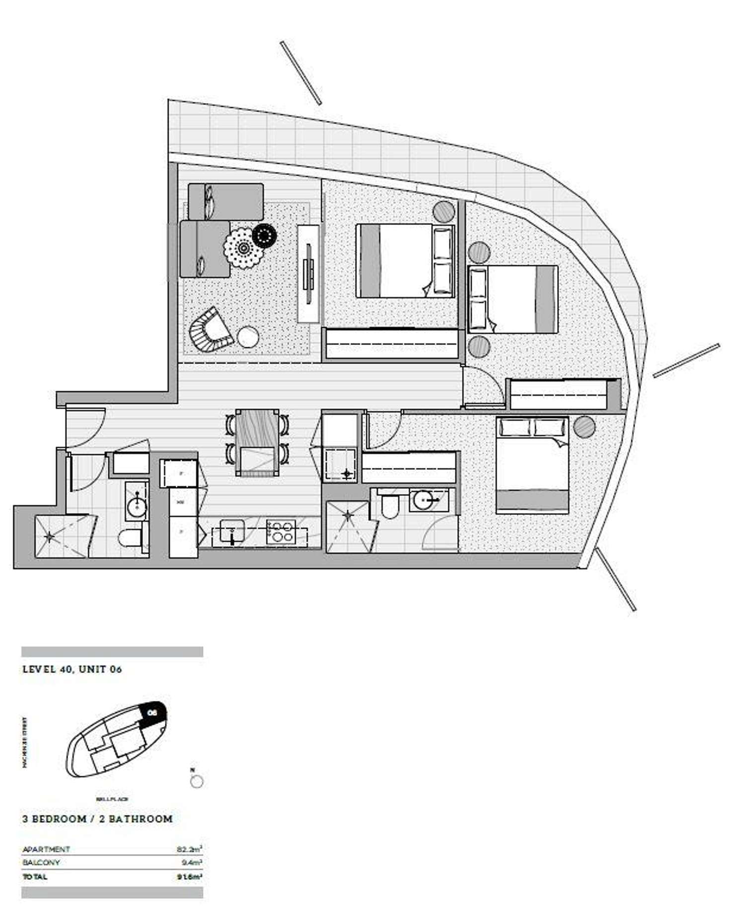 Floorplan of Homely apartment listing, 3605/9-23 Mackenzie Street, Melbourne VIC 3000