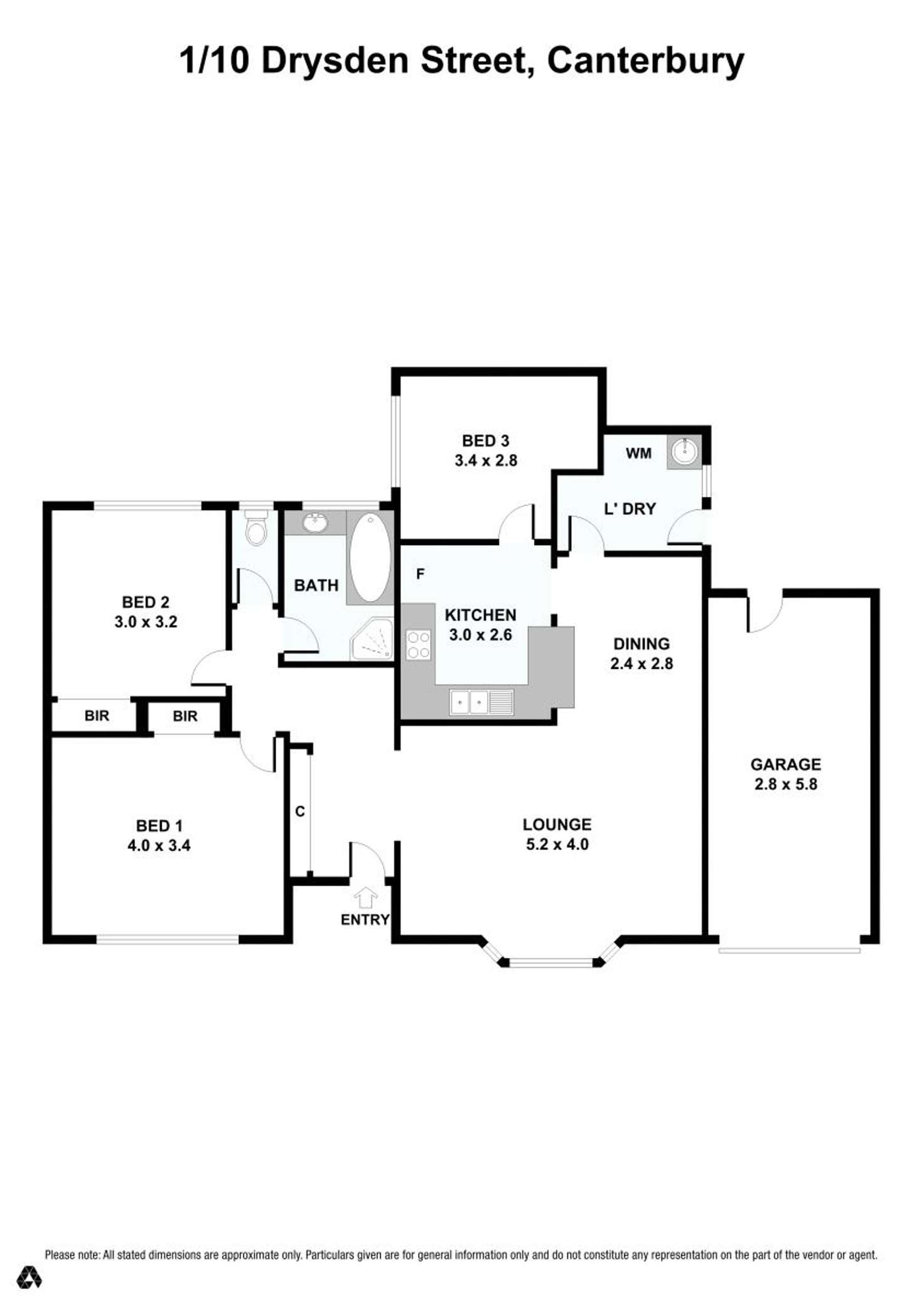 Floorplan of Homely unit listing, 1/10 Dryden Street, Canterbury VIC 3126