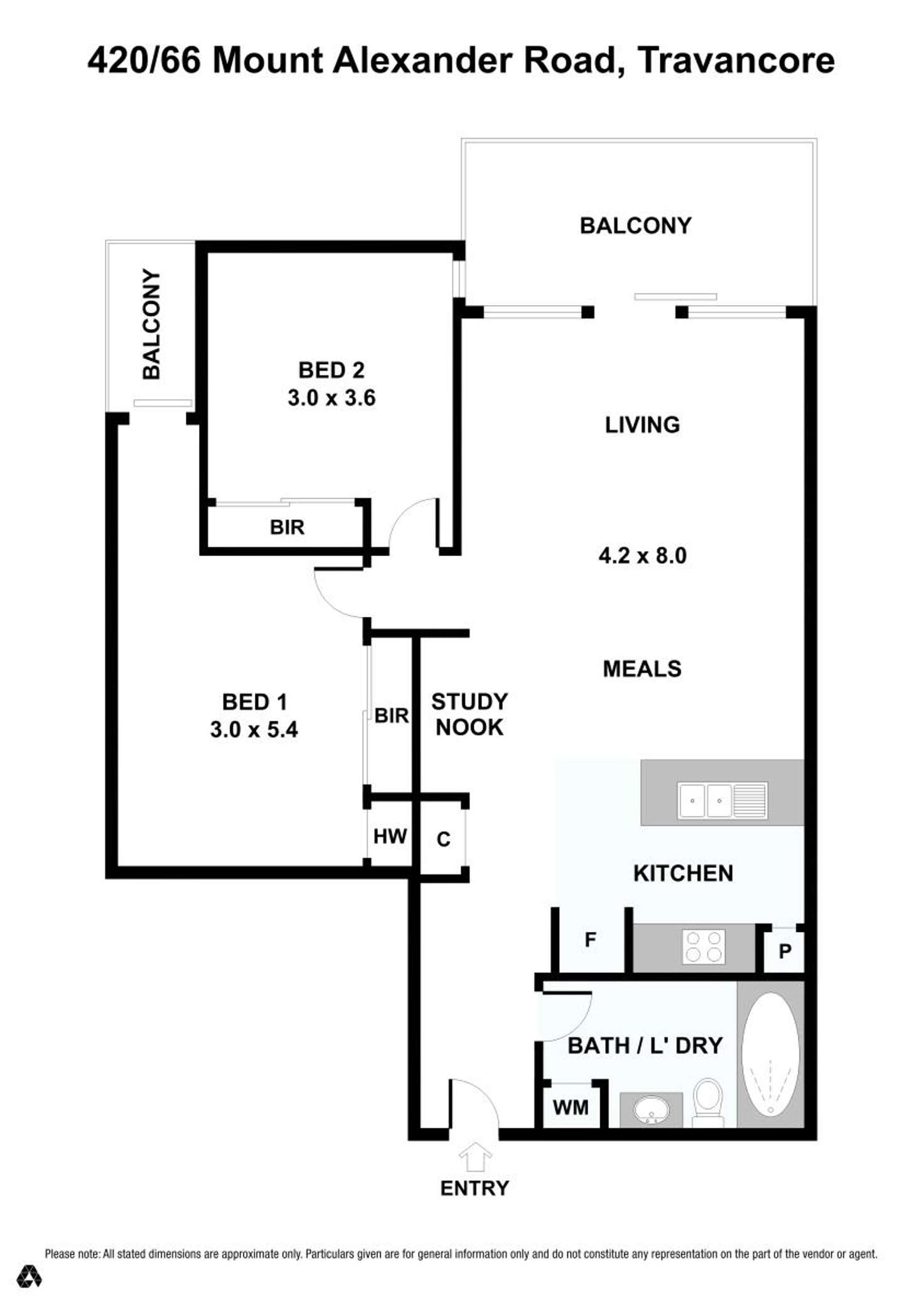 Floorplan of Homely apartment listing, 420/66 Mount Alexander Road, Travancore VIC 3032