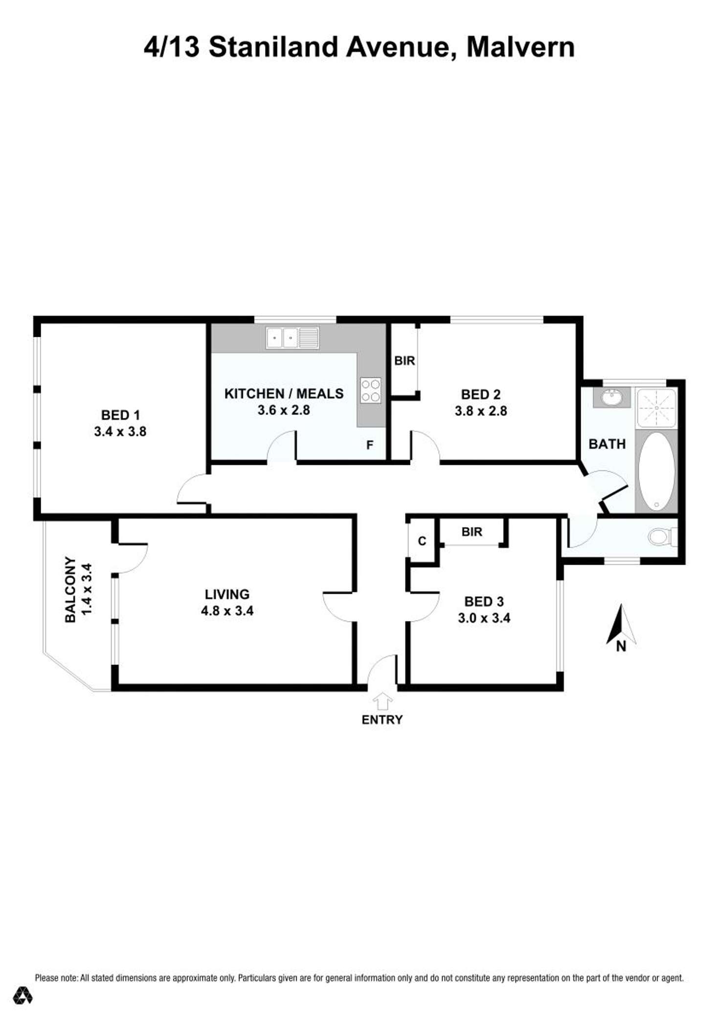 Floorplan of Homely unit listing, 4/13 Staniland Ave, Malvern VIC 3144