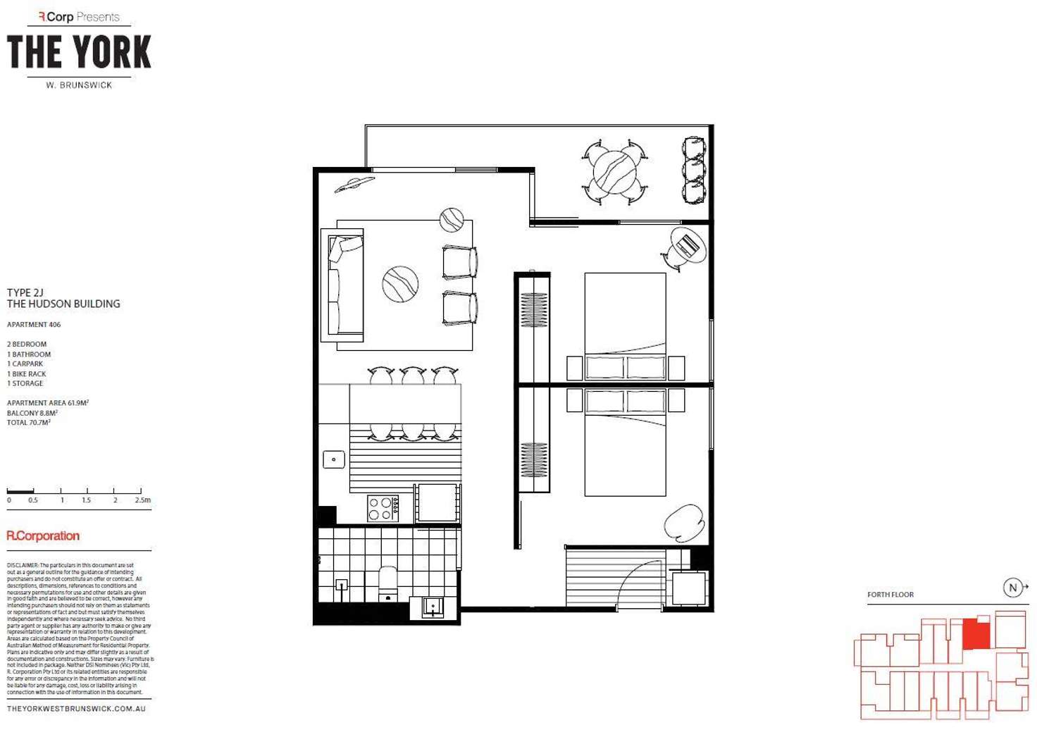 Floorplan of Homely apartment listing, 406/8 Olive York Way, Brunswick West VIC 3055