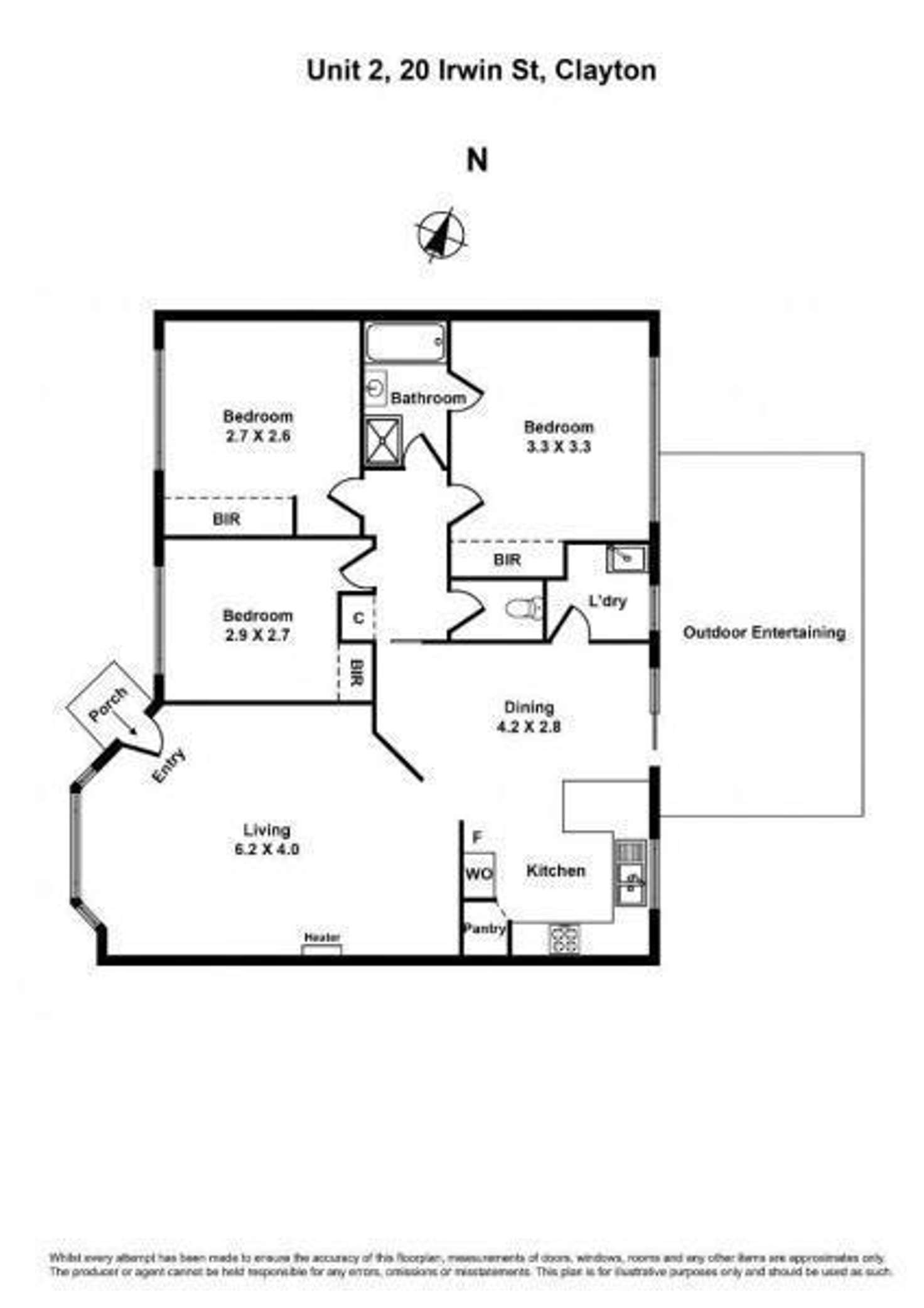 Floorplan of Homely unit listing, 2/20 Irwin Street, Clayton VIC 3168