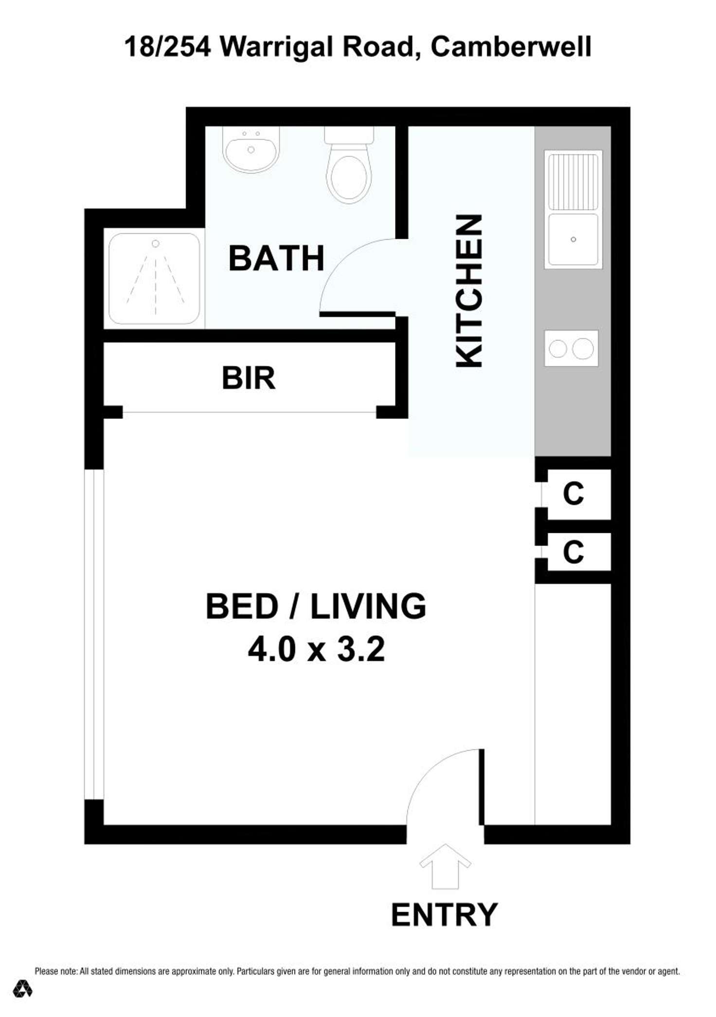 Floorplan of Homely unit listing, 18/234 Warrigal Road, Camberwell VIC 3124