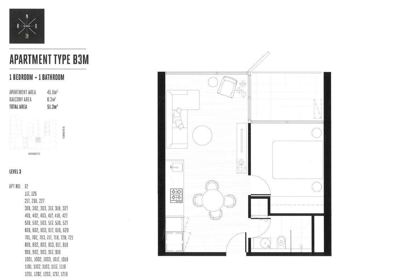 Floorplan of Homely apartment listing, 1017/33 Blackwood Street, North Melbourne VIC 3051