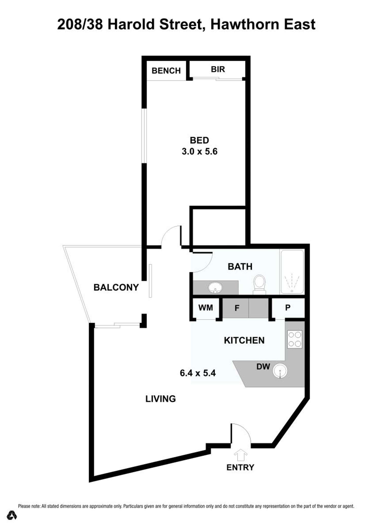 Floorplan of Homely unit listing, 208/38 Harold Street, Hawthorn East VIC 3123