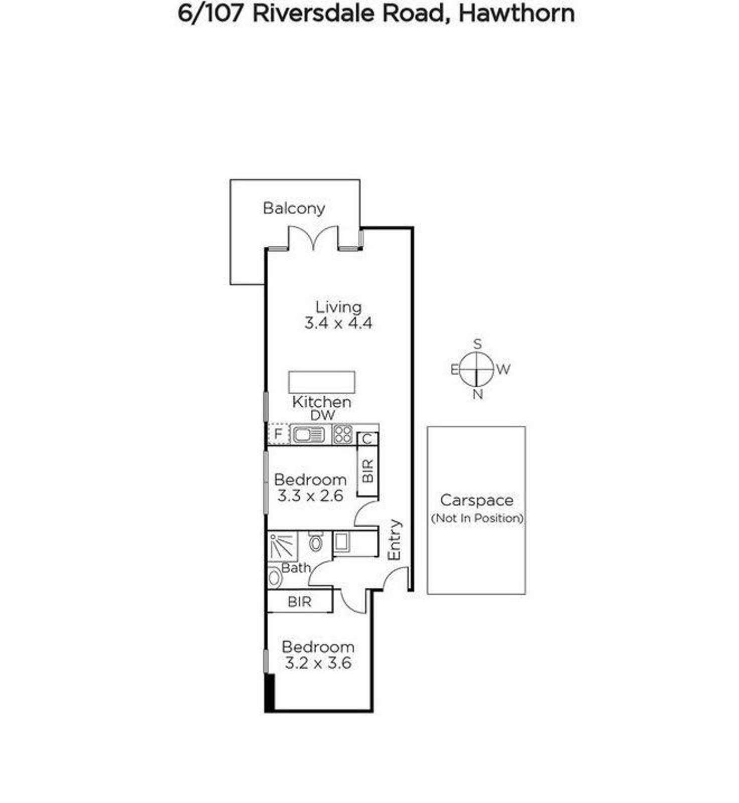 Floorplan of Homely apartment listing, 6/107 Riversdale Road, Hawthorn VIC 3122
