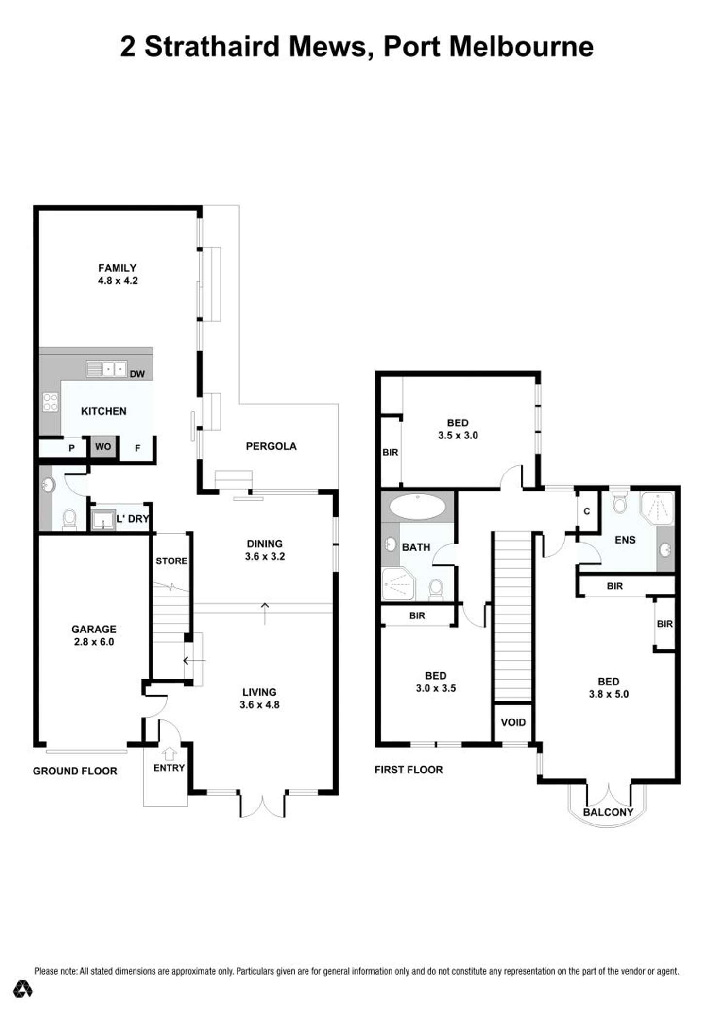 Floorplan of Homely townhouse listing, 2 Strathaird Mews, Port Melbourne VIC 3207