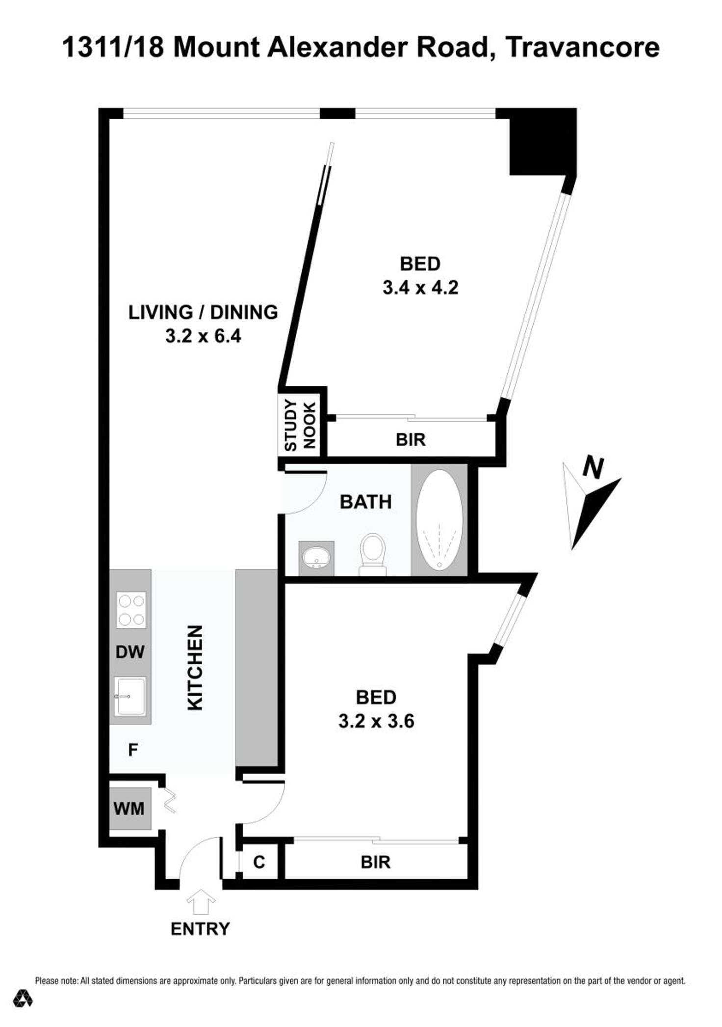 Floorplan of Homely apartment listing, 1311/18 Mount Alexander Rd, Travancore VIC 3032