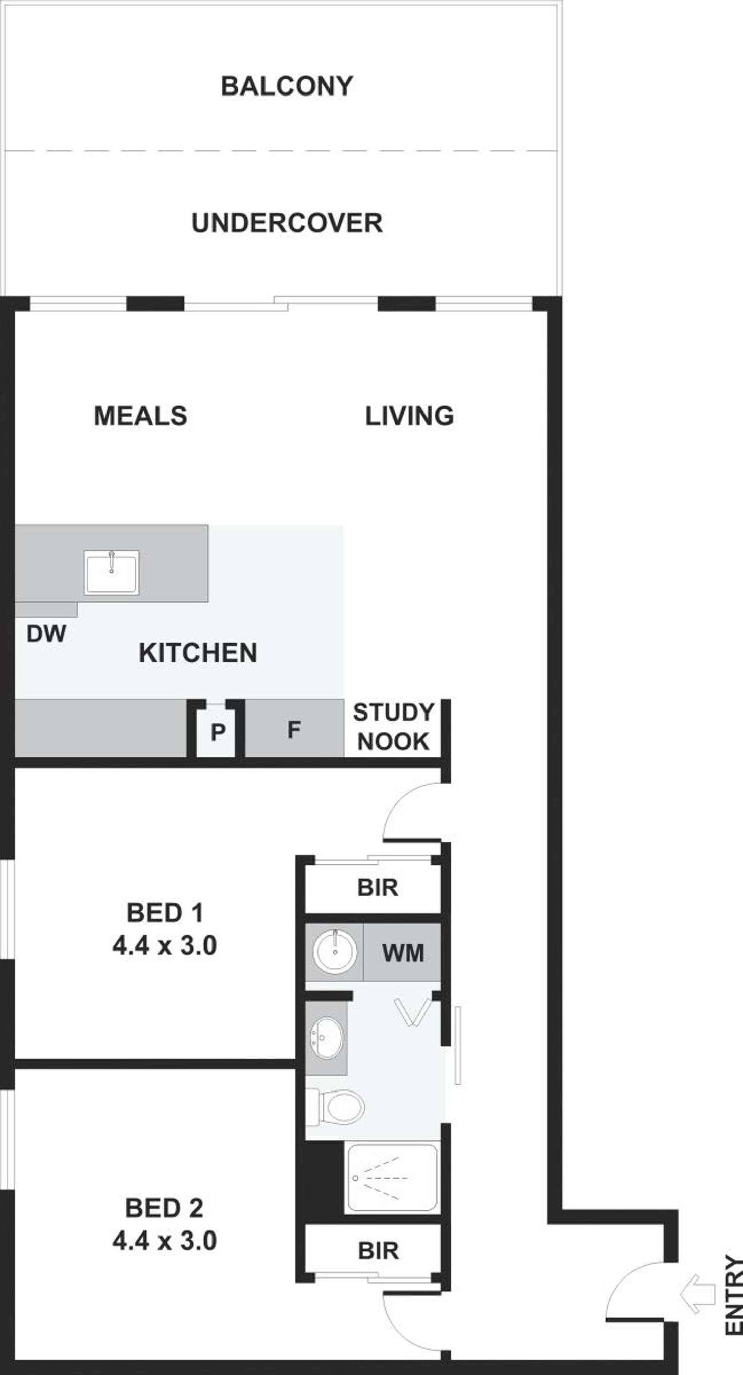 Floorplan of Homely apartment listing, 201/1 Olive York Way, Brunswick West VIC 3055