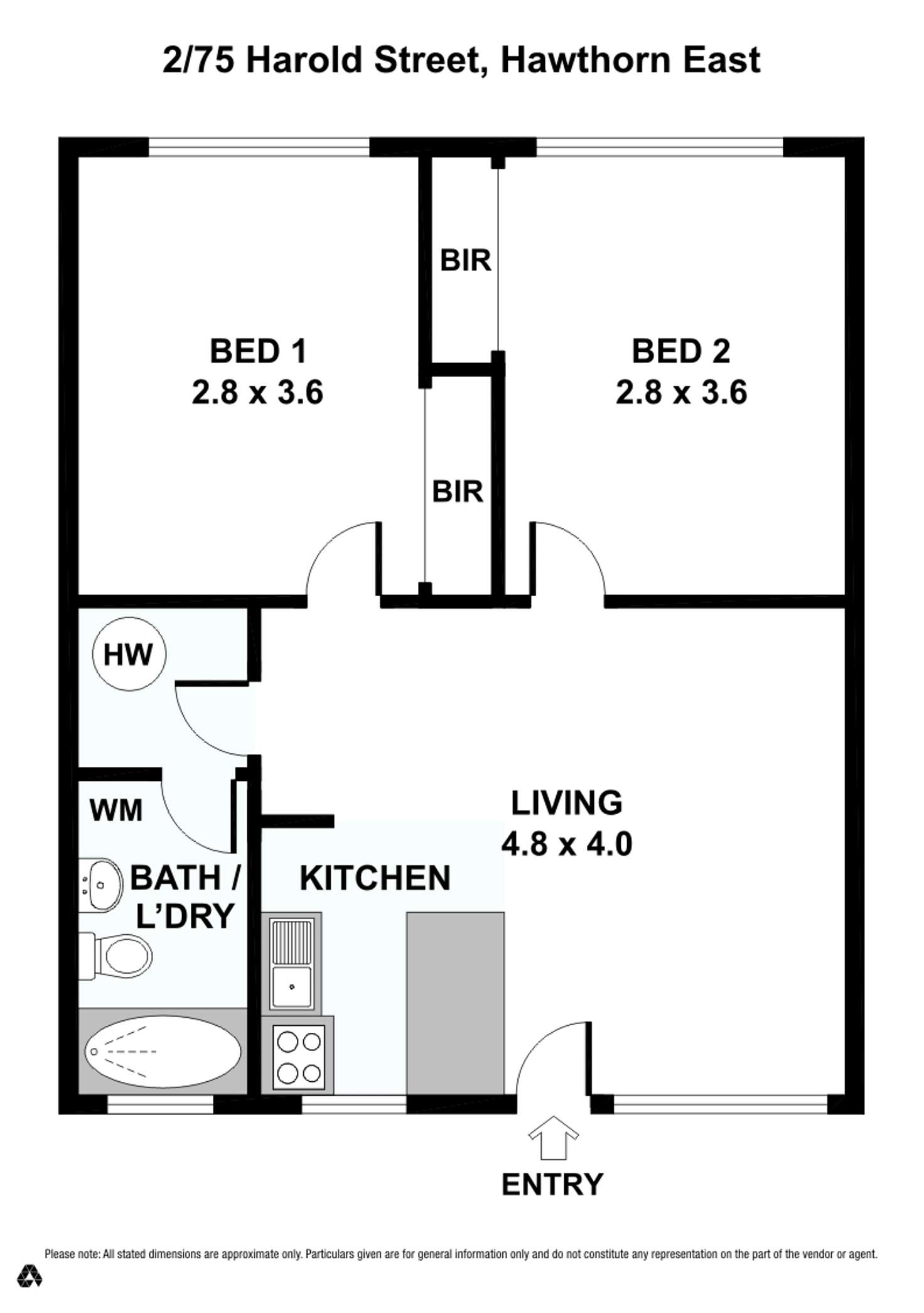 Floorplan of Homely unit listing, 2/75 Harold Street, Hawthorn East VIC 3123