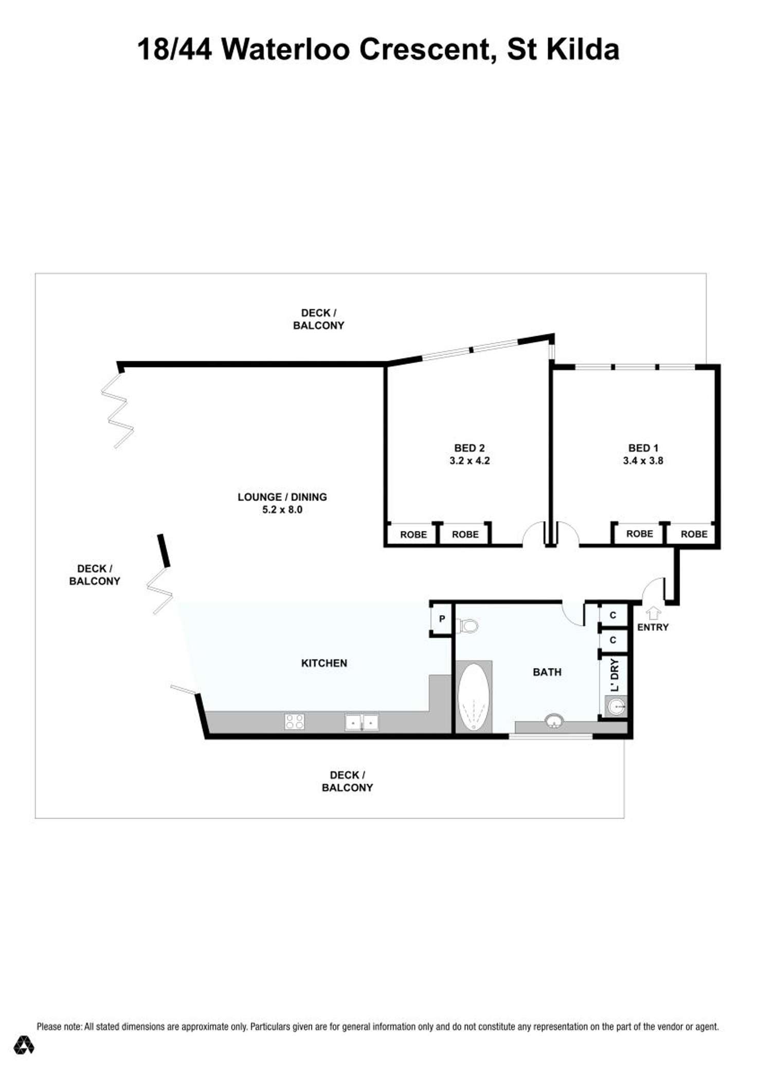 Floorplan of Homely apartment listing, 18/44 Waterloo Crescent, St Kilda VIC 3182