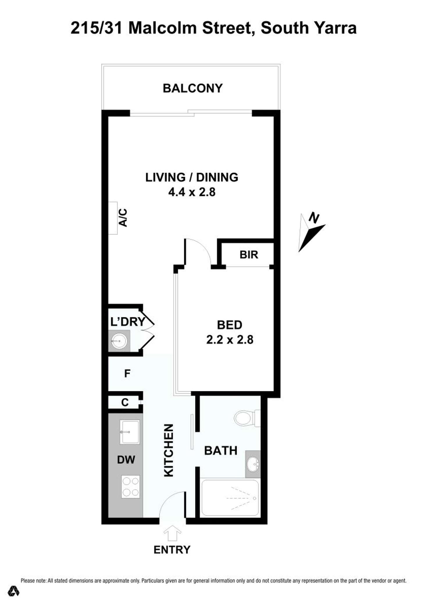 Floorplan of Homely unit listing, 215/31 Malcolm Street, South Yarra VIC 3141