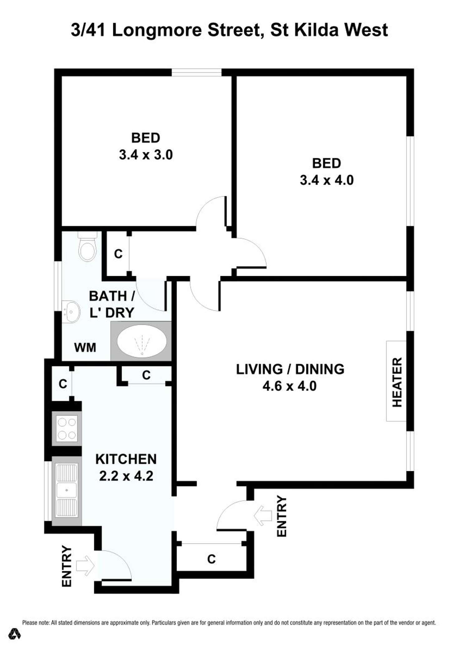 Floorplan of Homely apartment listing, 3/41 Longmore St, St Kilda West VIC 3182