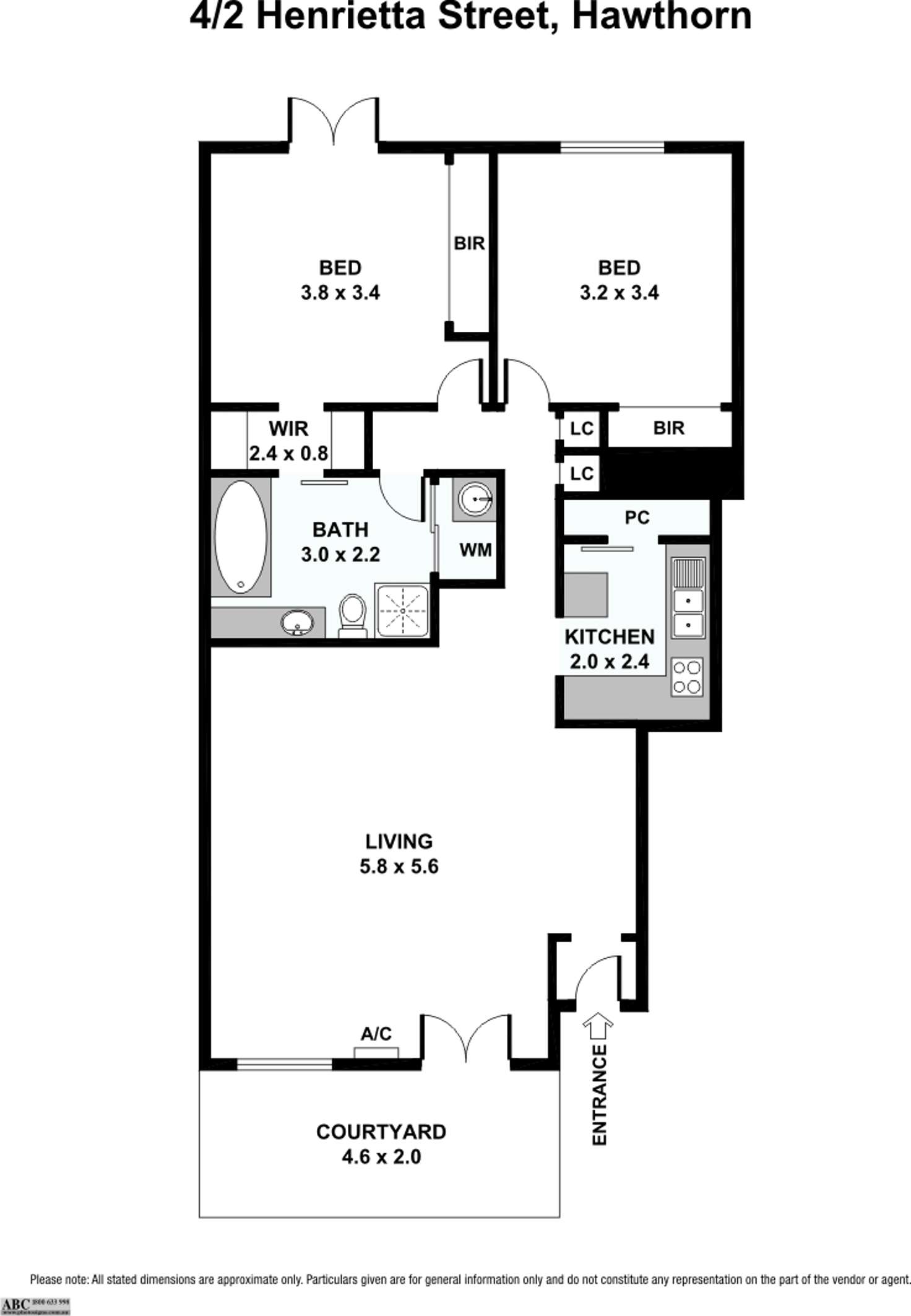 Floorplan of Homely apartment listing, 4/2 Henrietta Street, Hawthorn VIC 3122