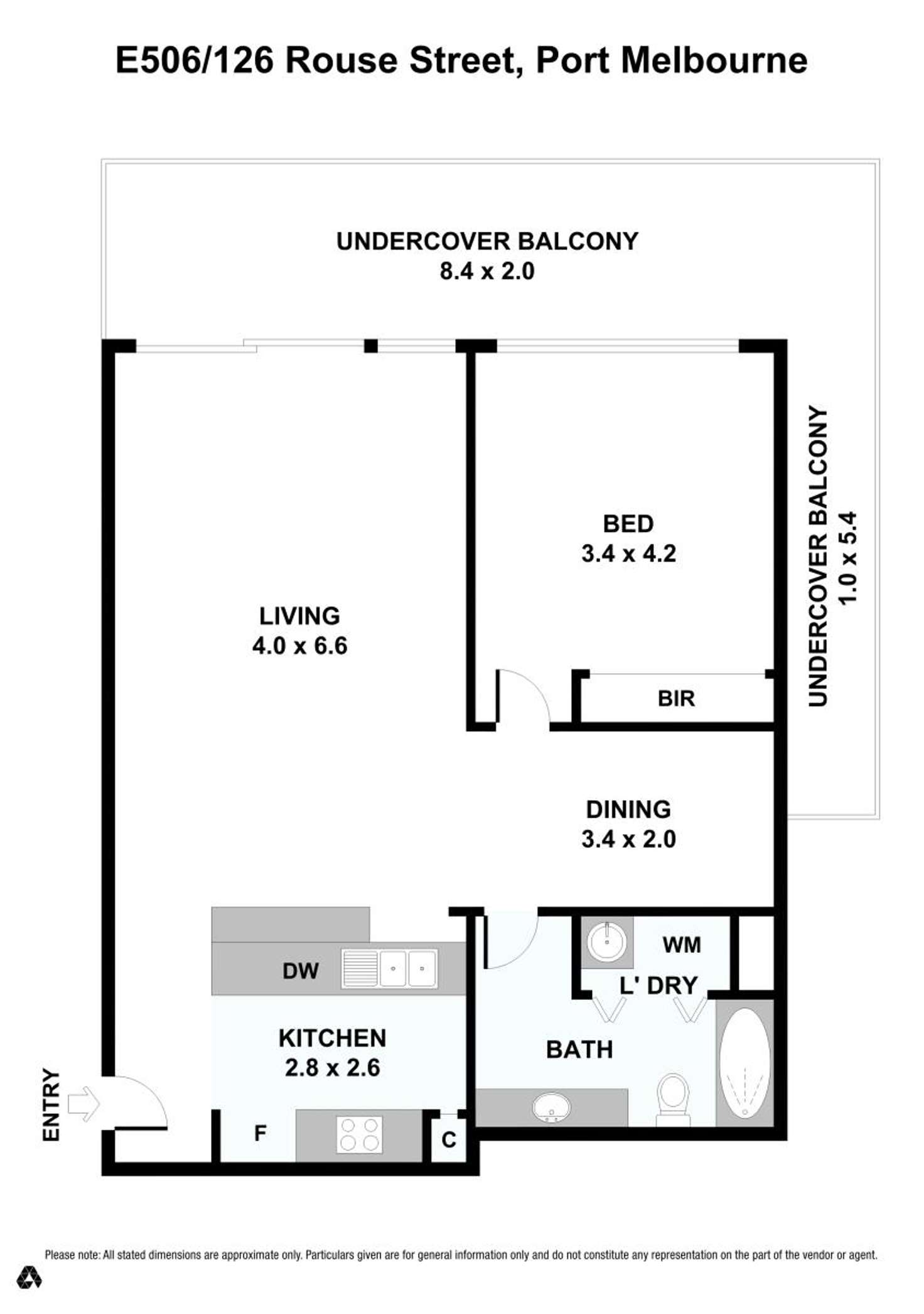 Floorplan of Homely apartment listing, E506/126 Rouse Street, Port Melbourne VIC 3207