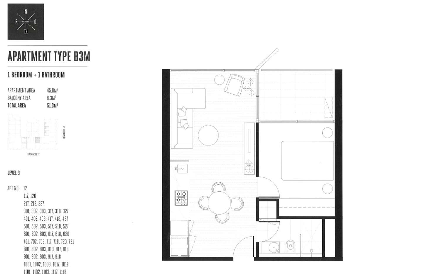 Floorplan of Homely apartment listing, 227/33 Blackwood Street, North Melbourne VIC 3051