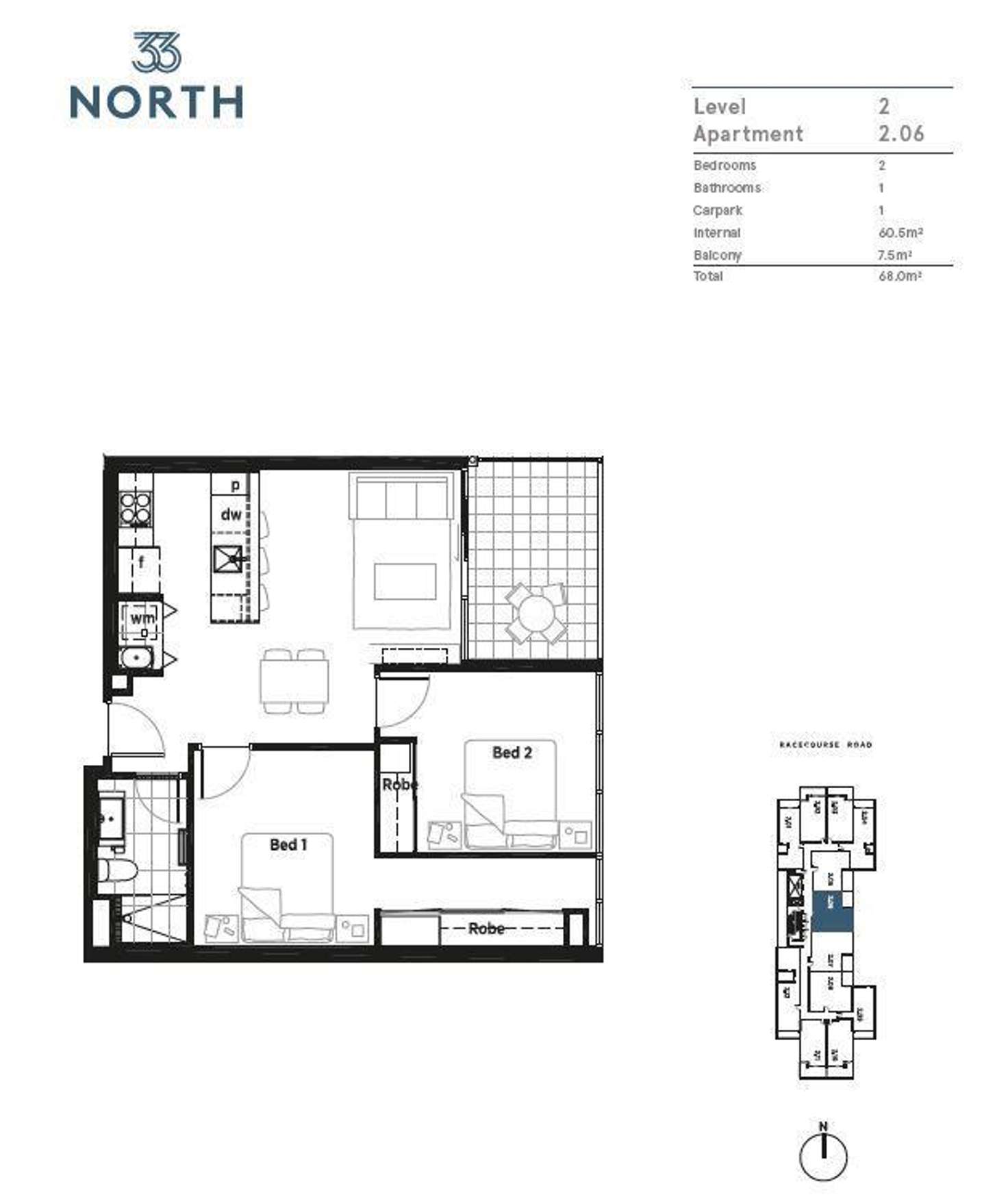 Floorplan of Homely apartment listing, 206/33 Racecourse Road, North Melbourne VIC 3051