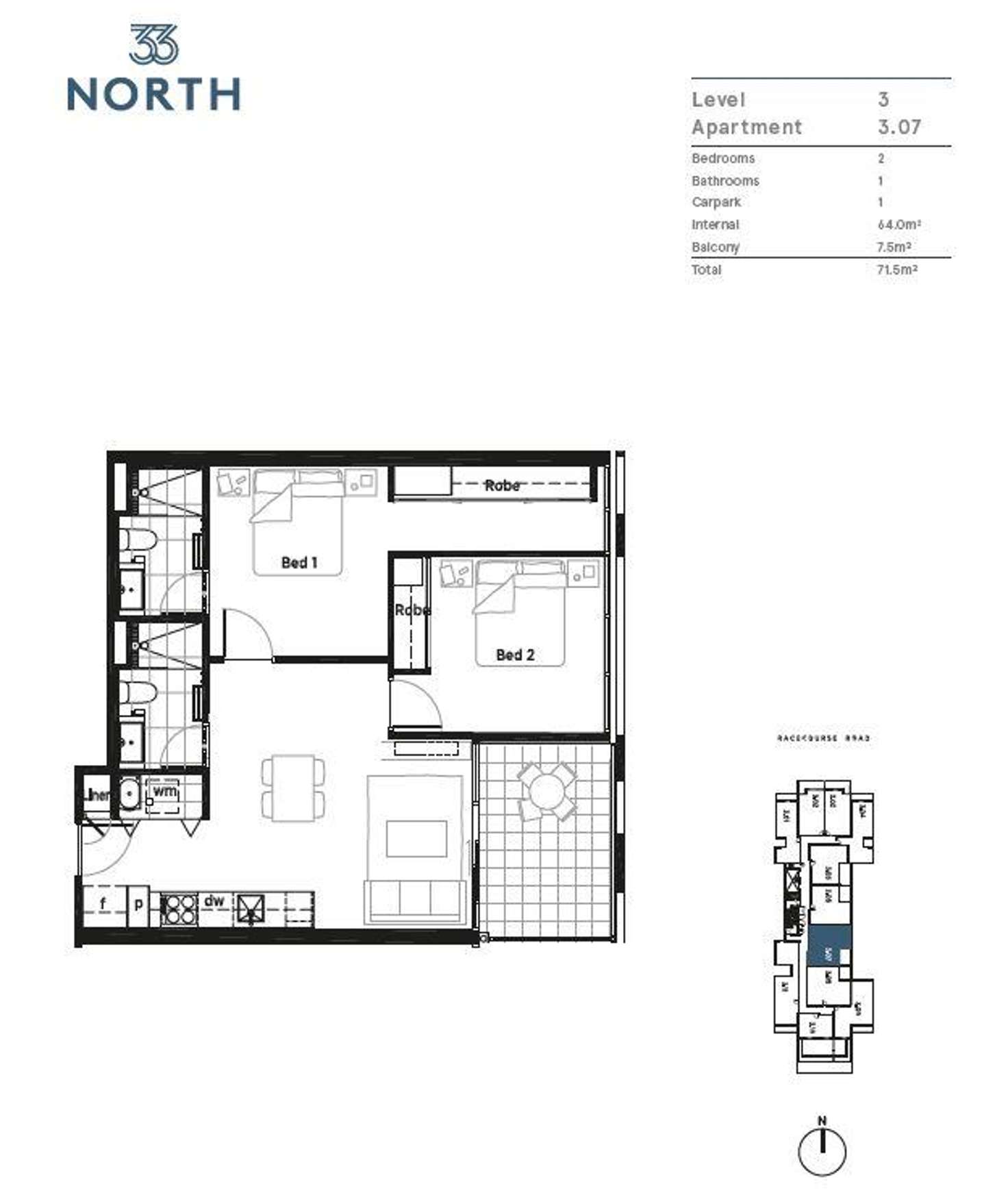 Floorplan of Homely apartment listing, 307/33 Racecourse Road, North Melbourne VIC 3051