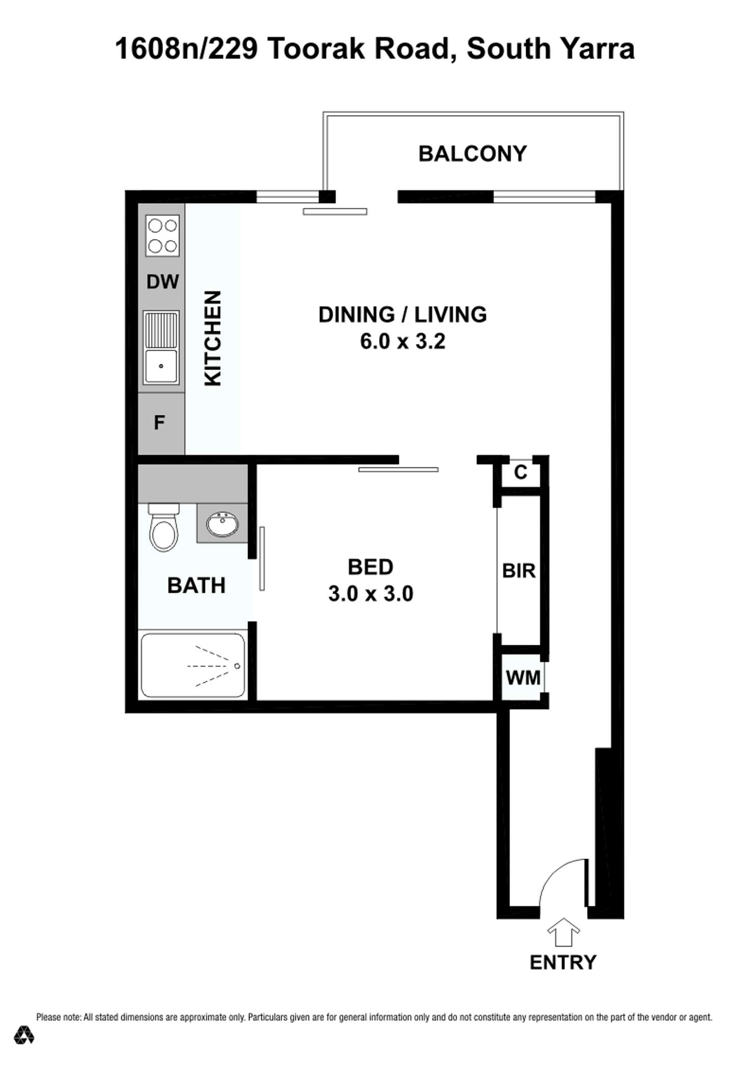 Floorplan of Homely apartment listing, 1608N/229 Toorak Road, South Yarra VIC 3141