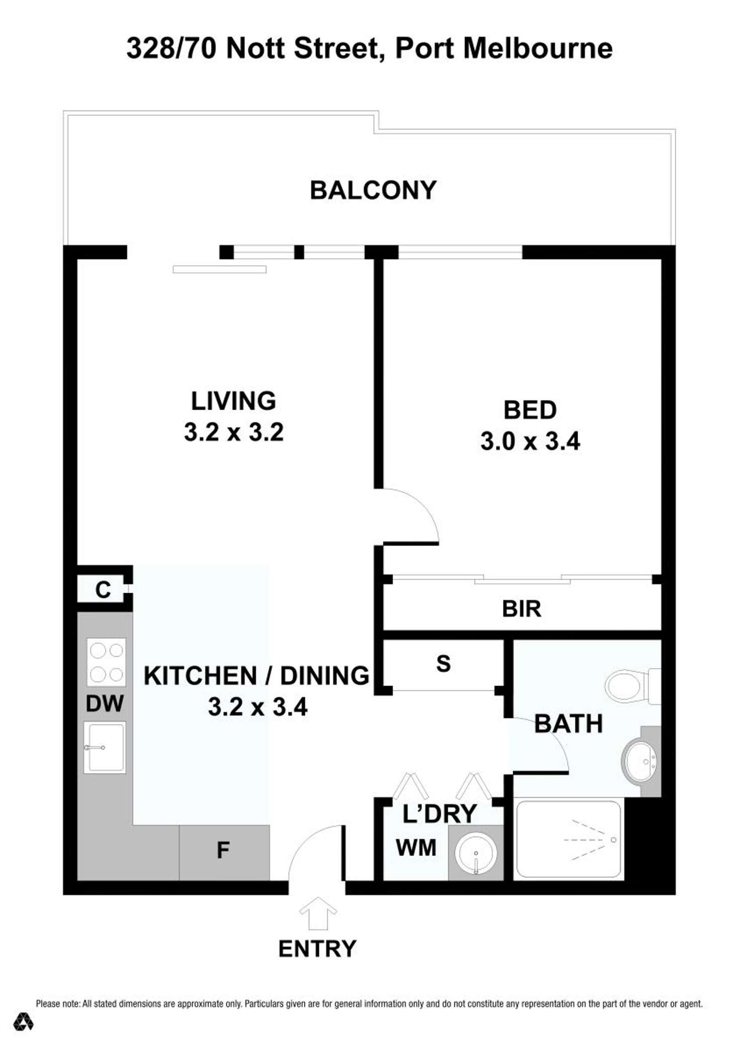 Floorplan of Homely apartment listing, 328/70 Nott Street, Port Melbourne VIC 3207