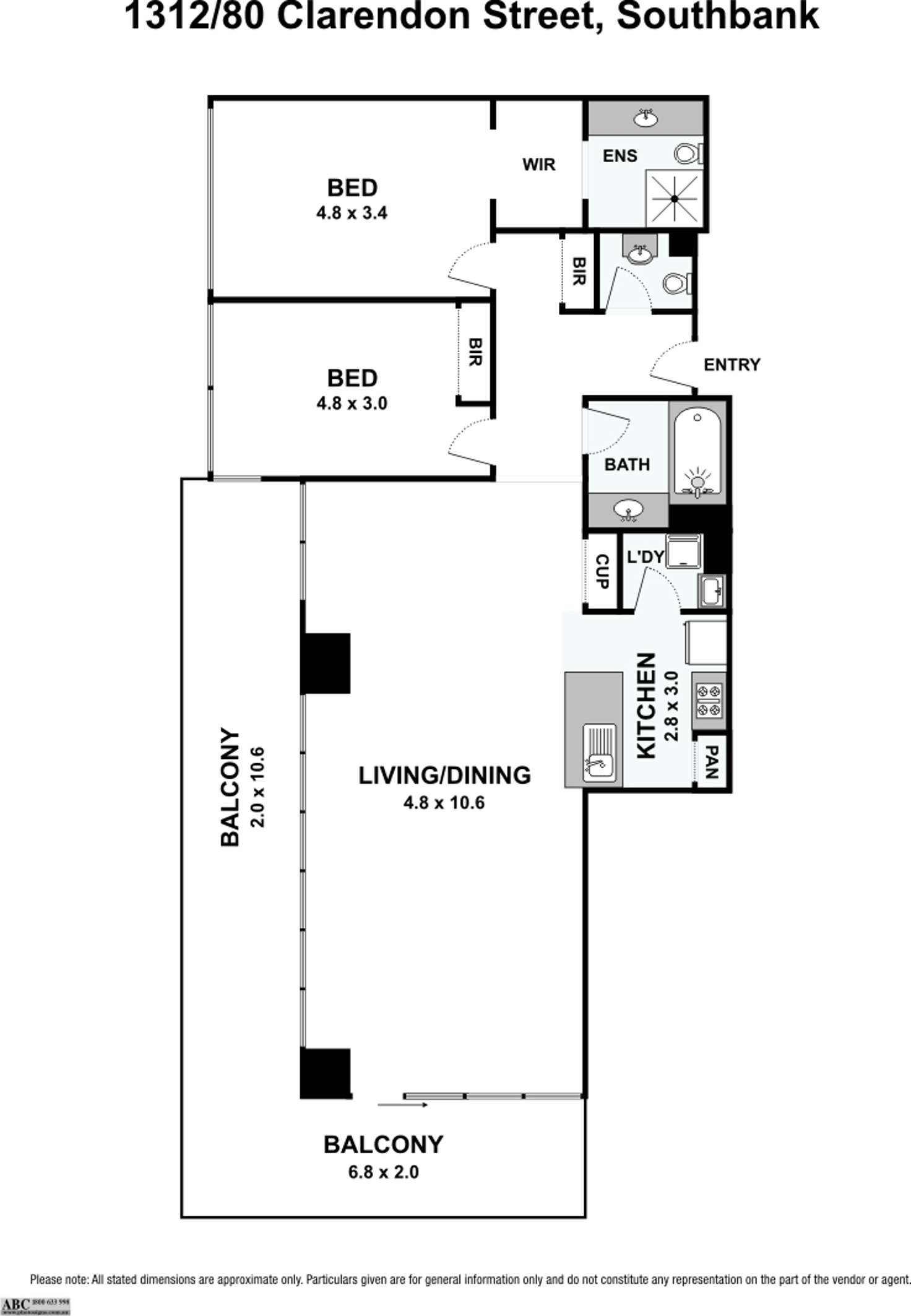 Floorplan of Homely apartment listing, 1312/80 Clarendon Street, Southbank VIC 3006
