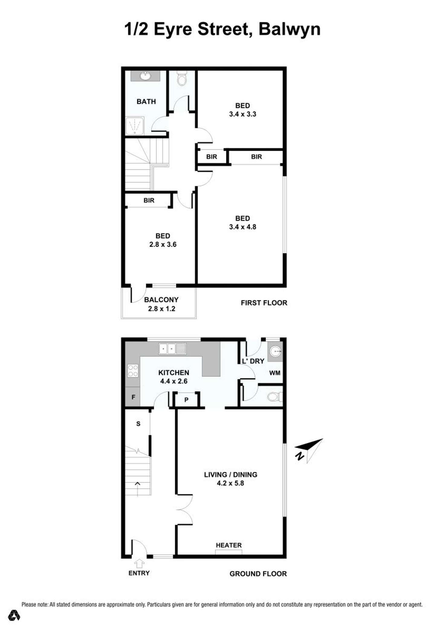 Floorplan of Homely unit listing, 1/2 Eyre Street, Balwyn VIC 3103