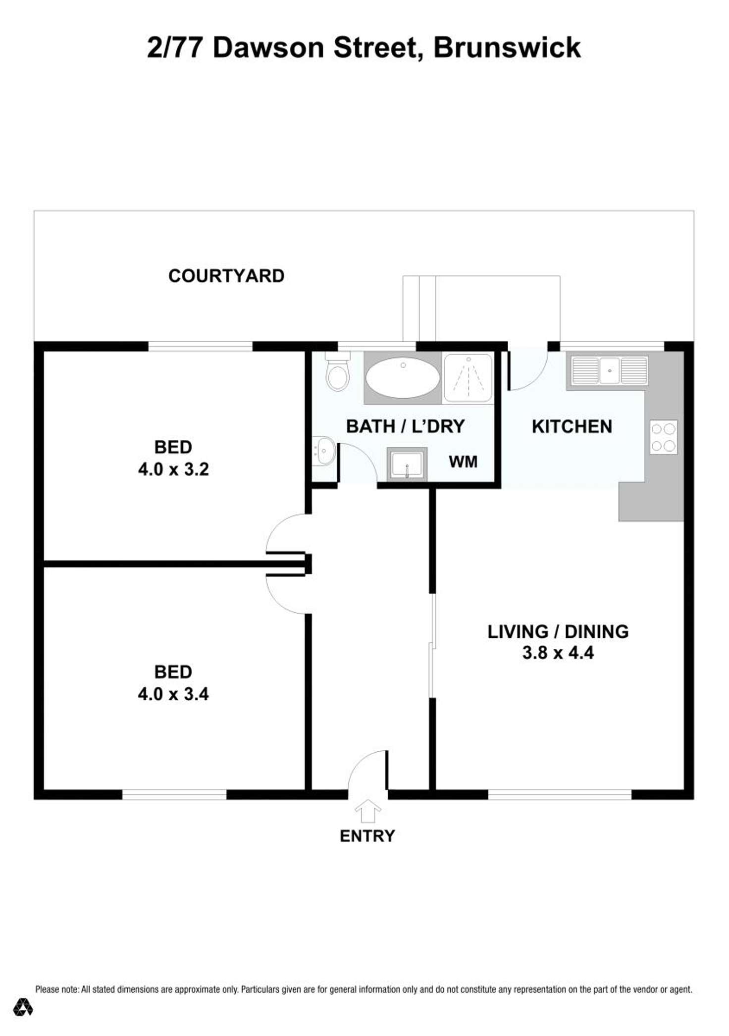 Floorplan of Homely unit listing, 2/77 Dawson Street, Brunswick VIC 3056