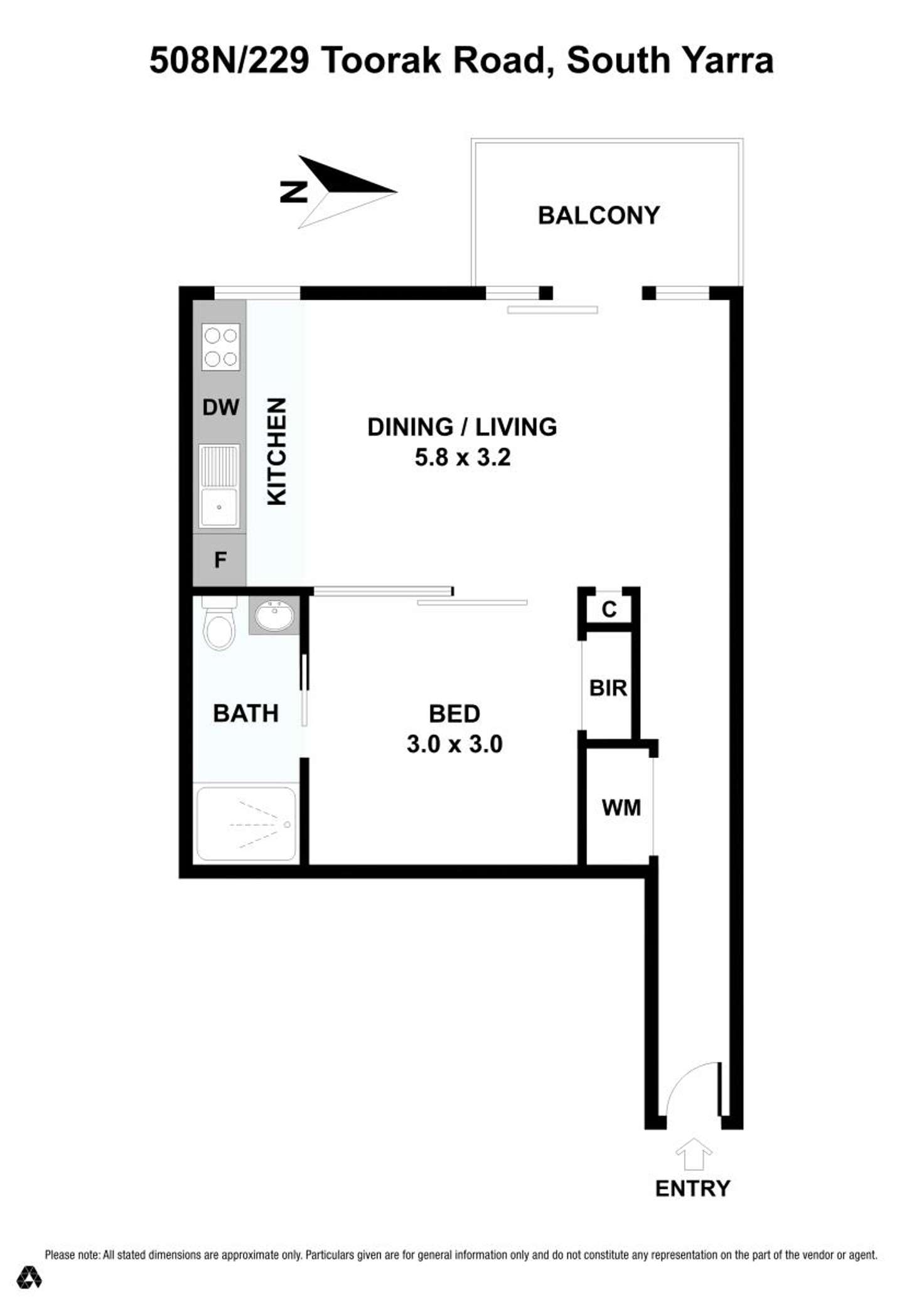 Floorplan of Homely apartment listing, 508N/229 Toorak Road, South Yarra VIC 3141