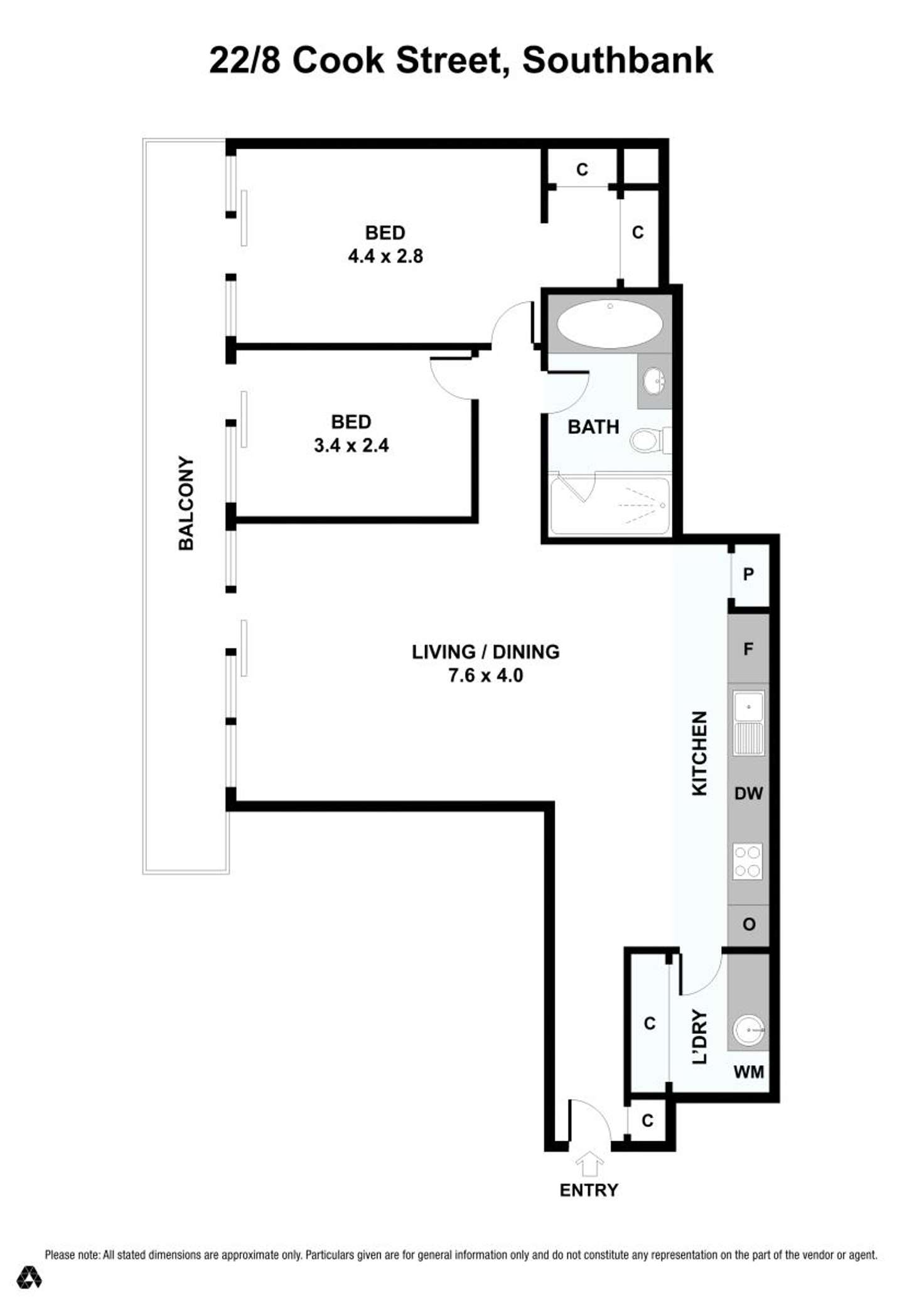 Floorplan of Homely apartment listing, 22/8 Cook Street, Southbank VIC 3006