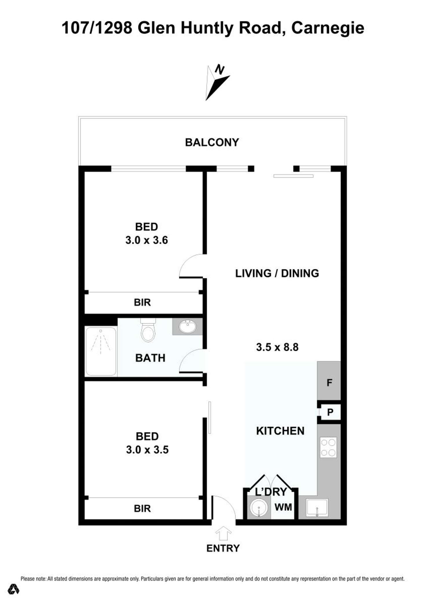 Floorplan of Homely unit listing, 107/1298 Glen Huntly Road, Carnegie VIC 3163