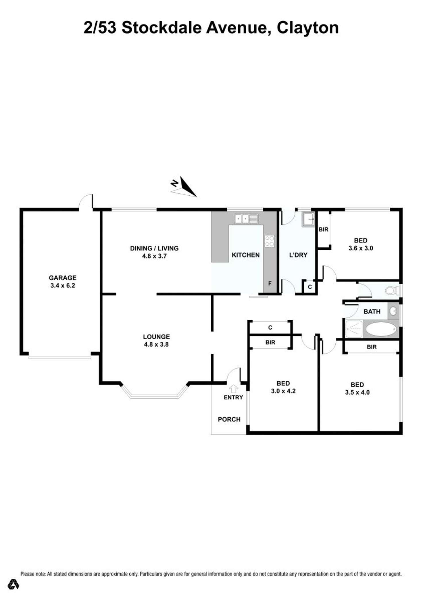 Floorplan of Homely unit listing, 2/53 Stockdale Avenue, Clayton VIC 3168