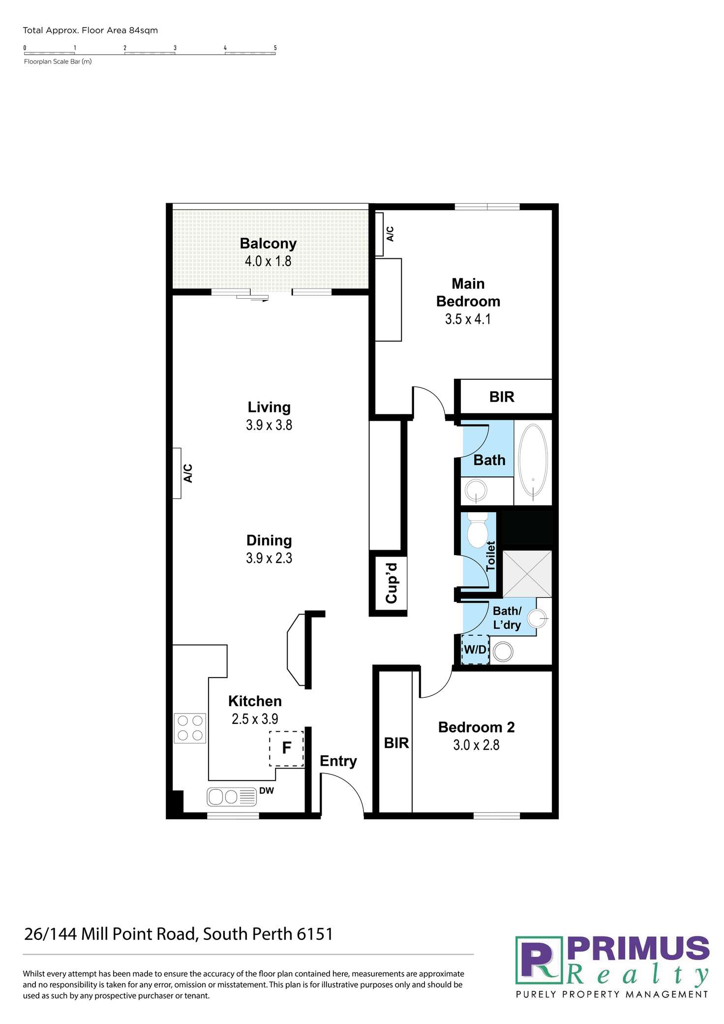 Floorplan of Homely apartment listing, 26/144 Mill Point Road, South Perth WA 6151