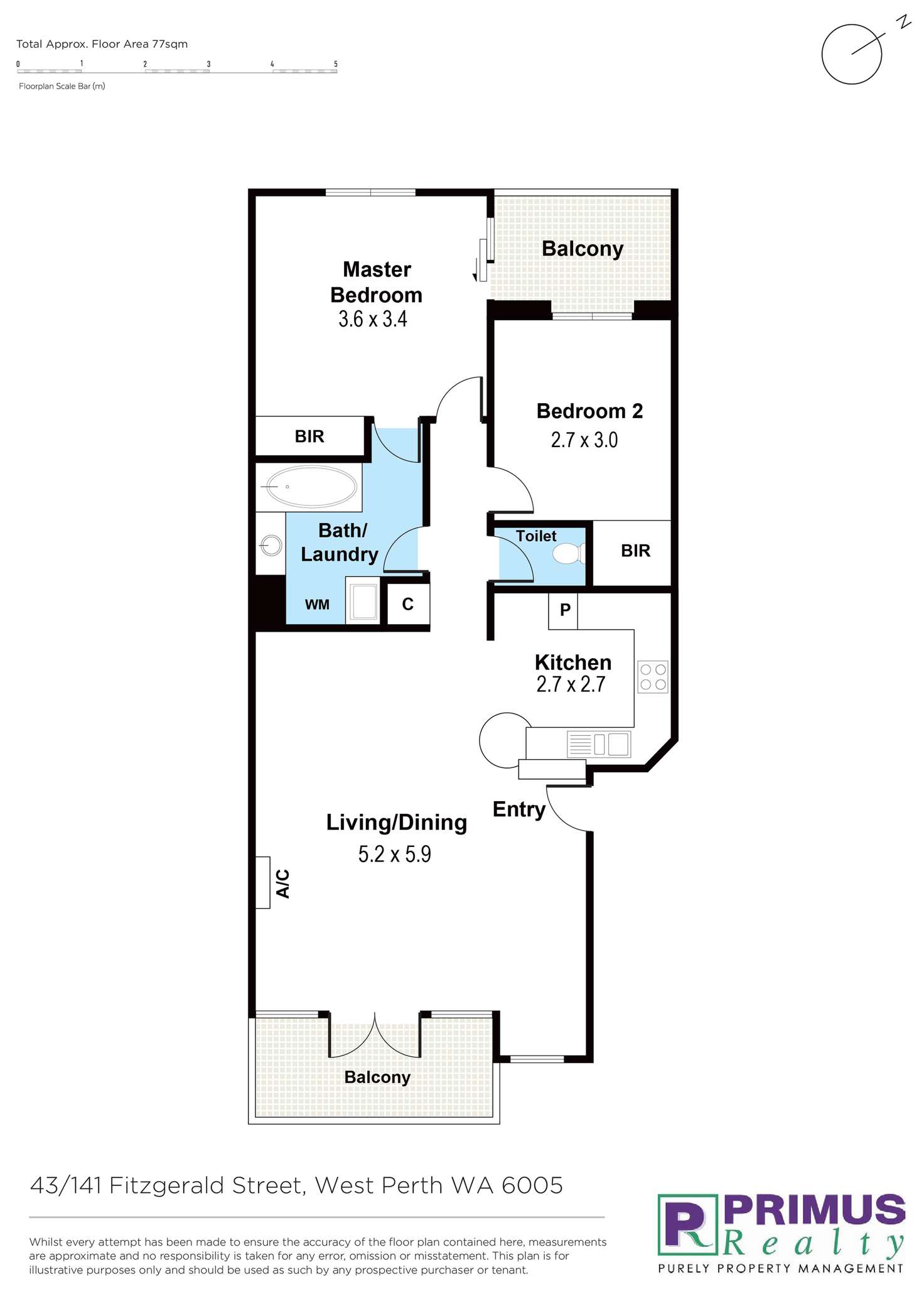 Floorplan of Homely apartment listing, 43/141 Fitzgerald Street, West Perth WA 6005