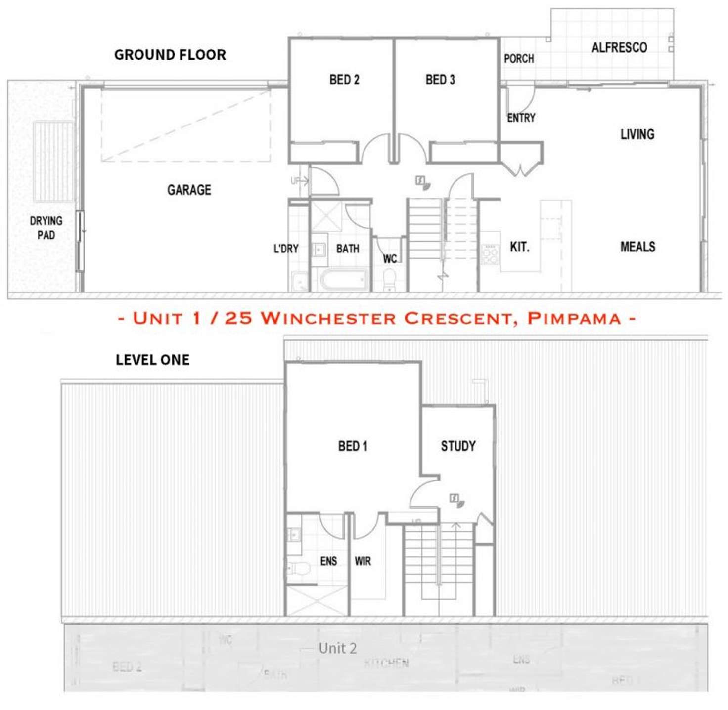 Floorplan of Homely semiDetached listing, 1/25 Winchester Crescent, Pimpama QLD 4209