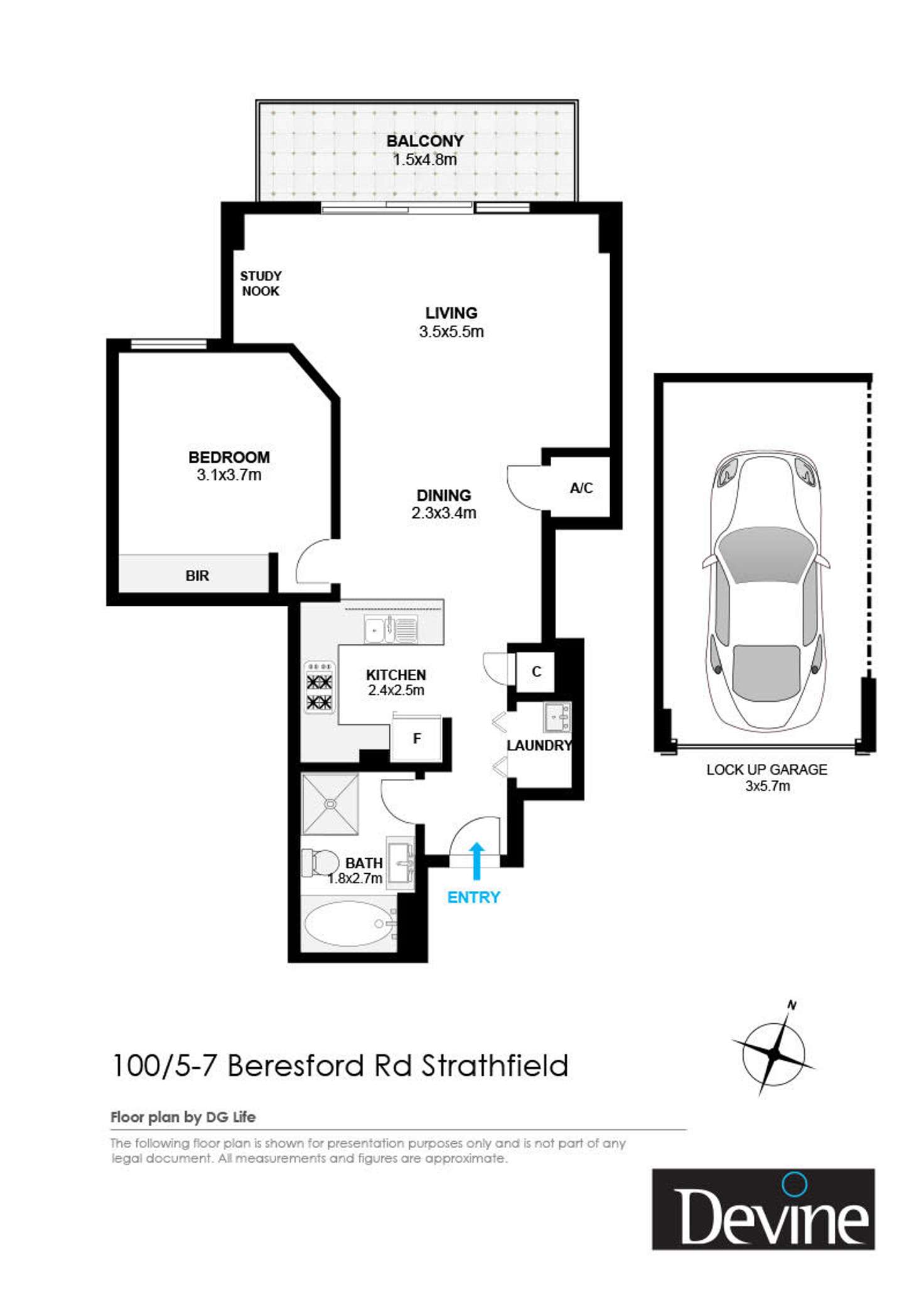 Floorplan of Homely unit listing, 100/5-7 Beresford Road, Strathfield NSW 2135