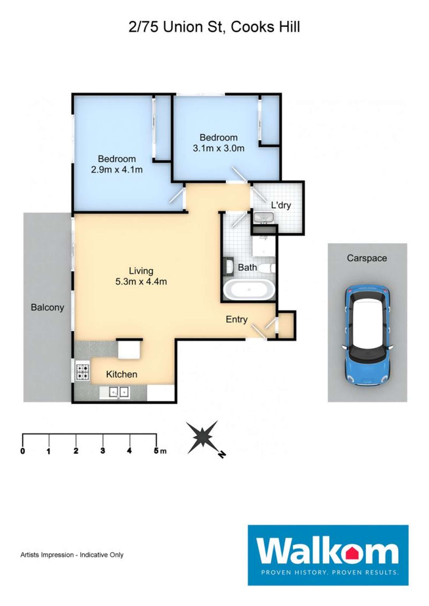 Floorplan of Homely apartment listing, 2/75 Union Street, Cooks Hill NSW 2300