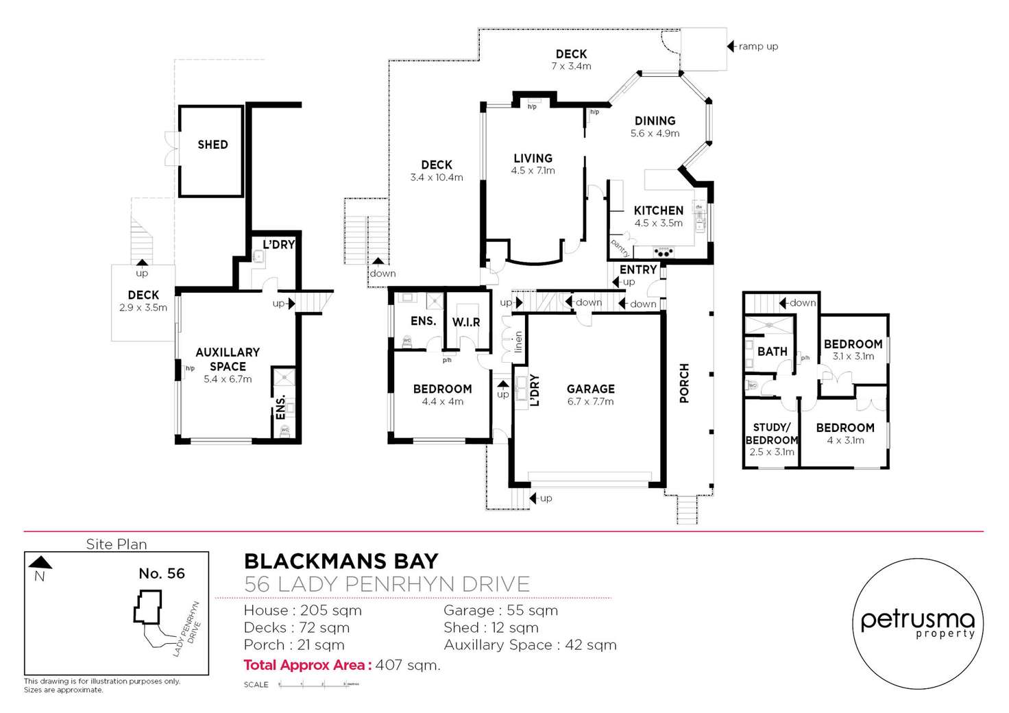 Floorplan of Homely house listing, 56 Lady Penrhyn Drive, Blackmans Bay TAS 7052