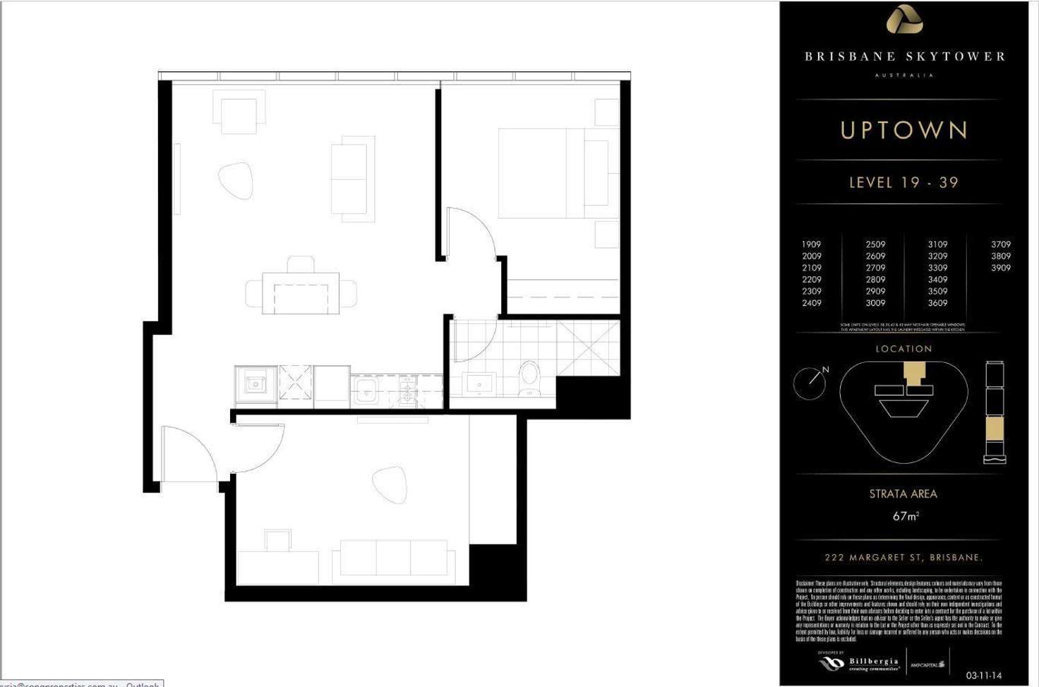 Floorplan of Homely apartment listing, 2609/222 Margaret Street, Brisbane QLD 4000