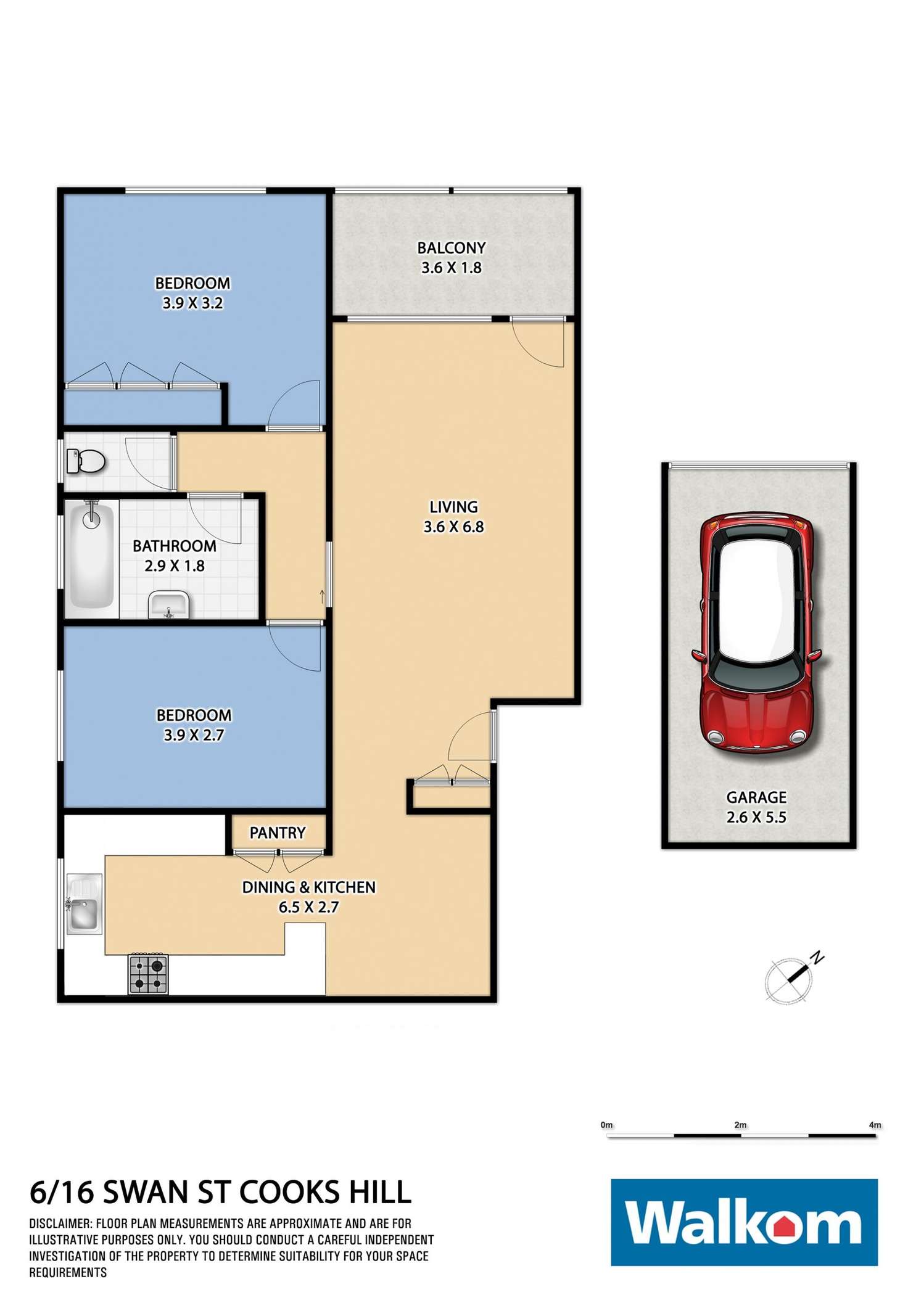 Floorplan of Homely unit listing, 6/16 Swan Street, Cooks Hill NSW 2300